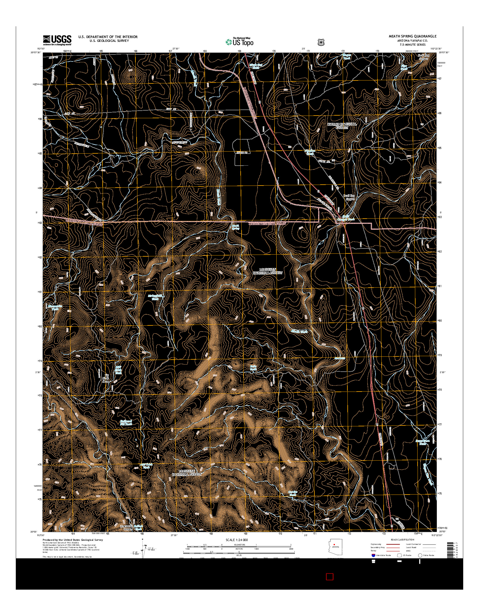 USGS US TOPO 7.5-MINUTE MAP FOR MEATH SPRING, AZ 2014