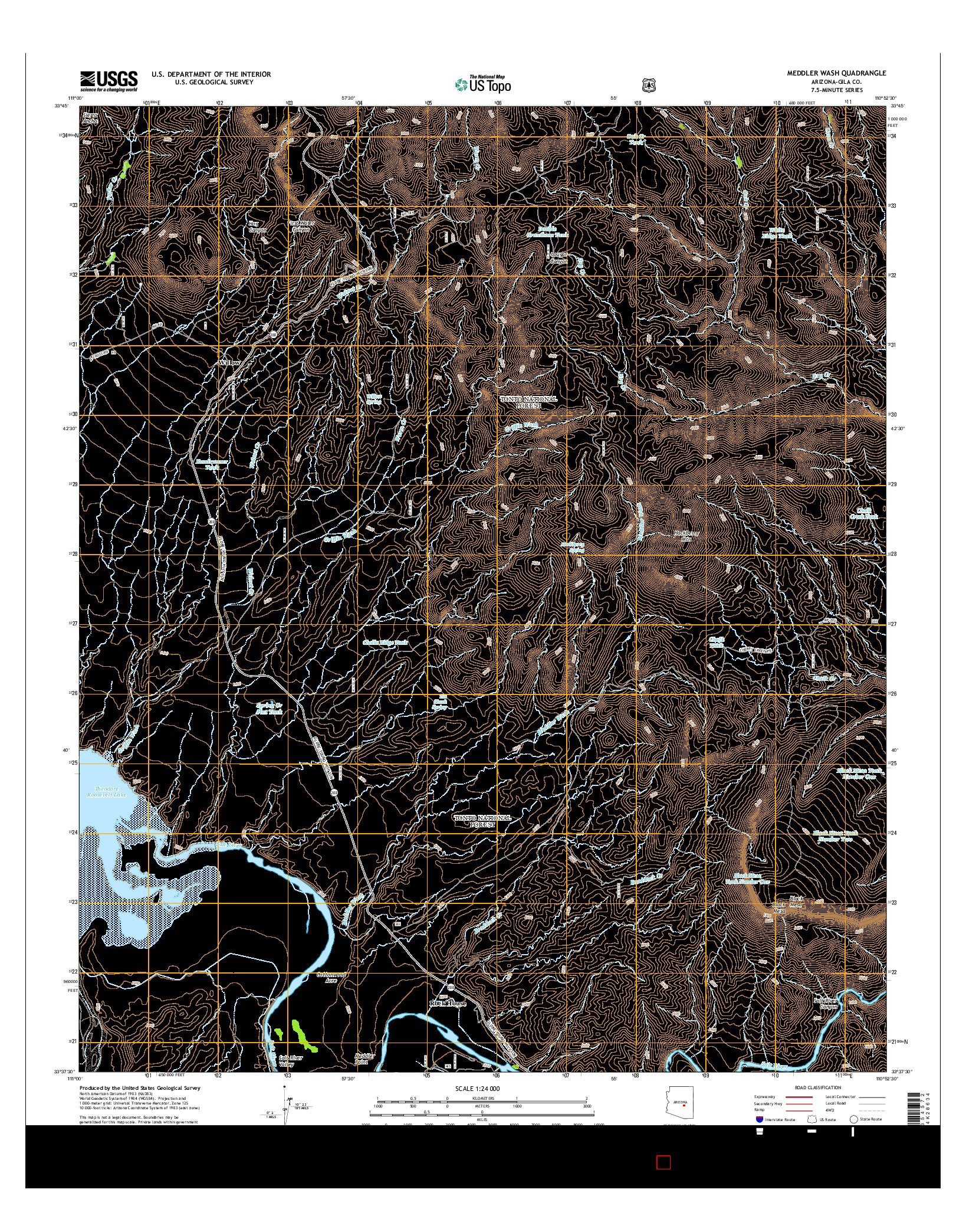 USGS US TOPO 7.5-MINUTE MAP FOR MEDDLER WASH, AZ 2014