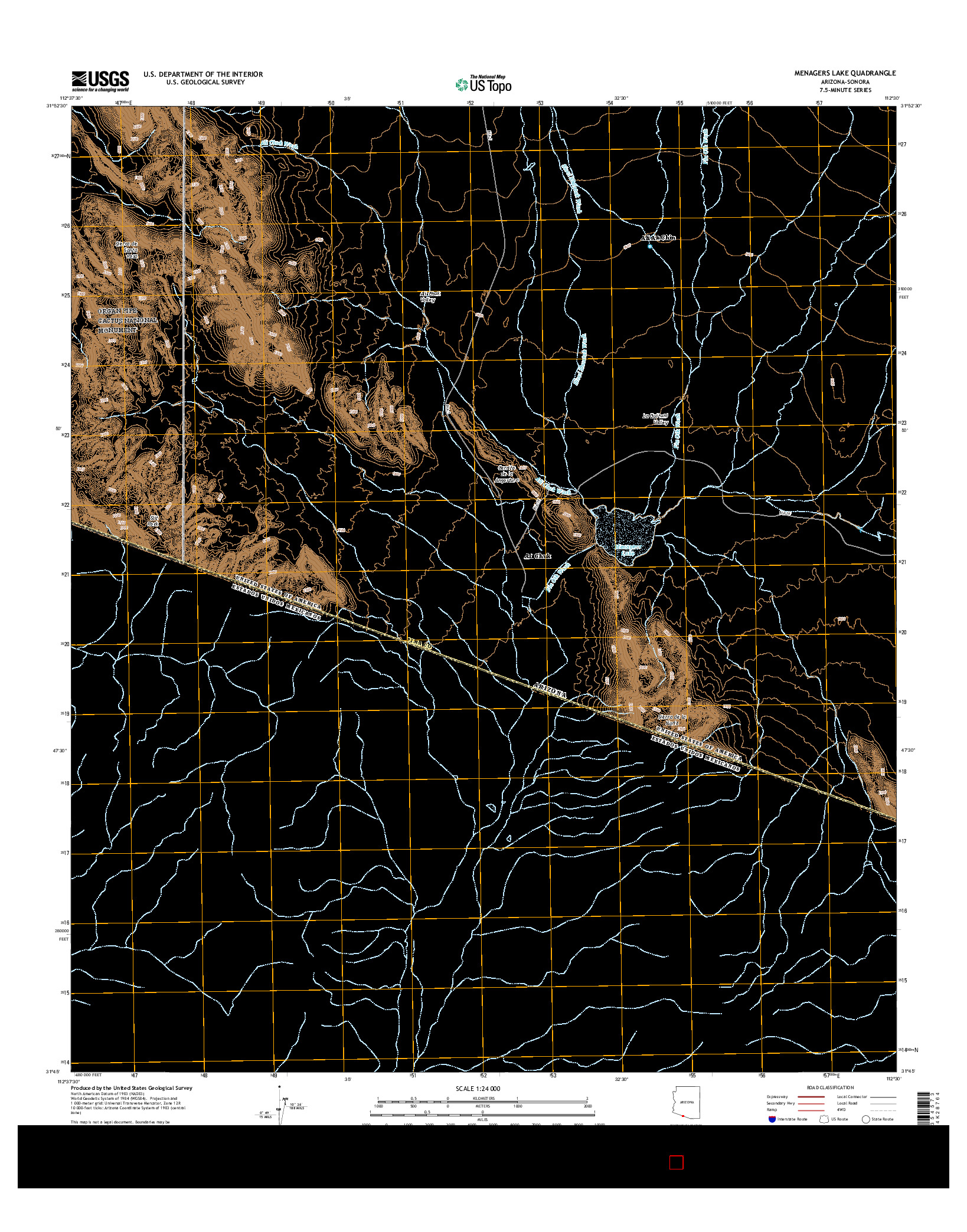 USGS US TOPO 7.5-MINUTE MAP FOR MENAGERS LAKE, AZ-SON 2014