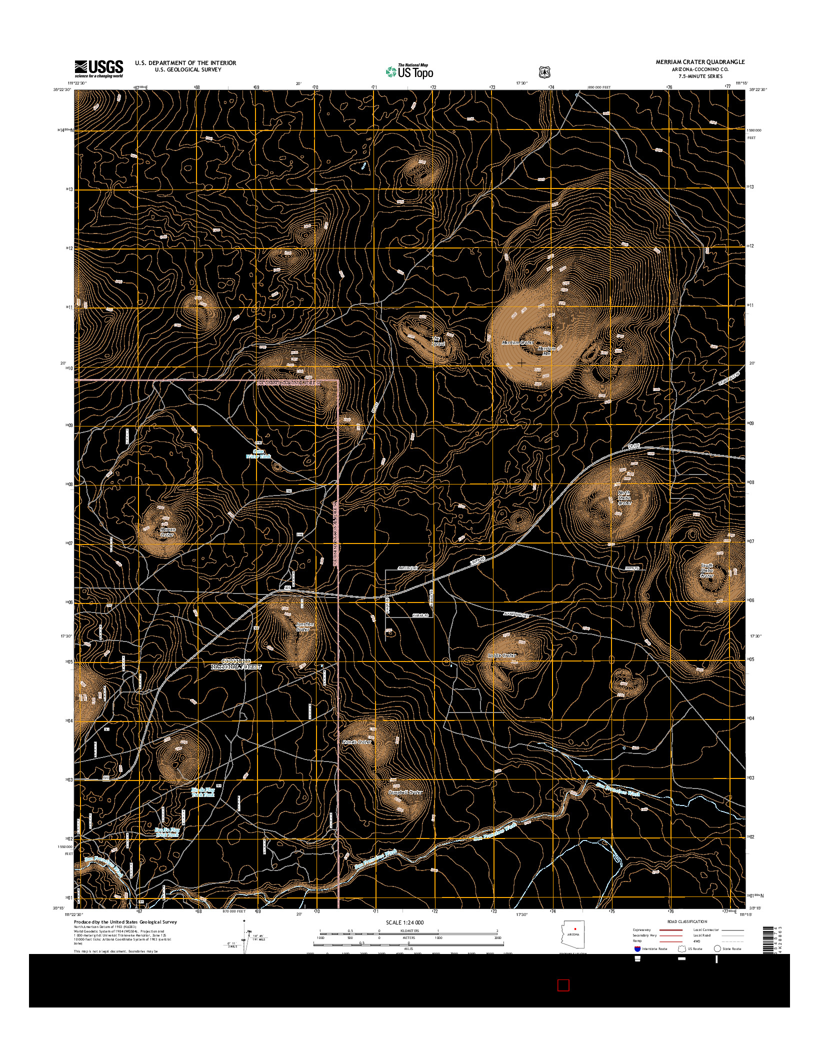 USGS US TOPO 7.5-MINUTE MAP FOR MERRIAM CRATER, AZ 2014