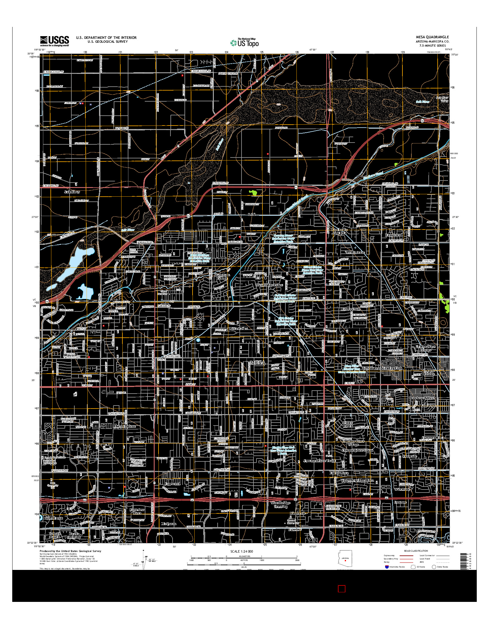 USGS US TOPO 7.5-MINUTE MAP FOR MESA, AZ 2014