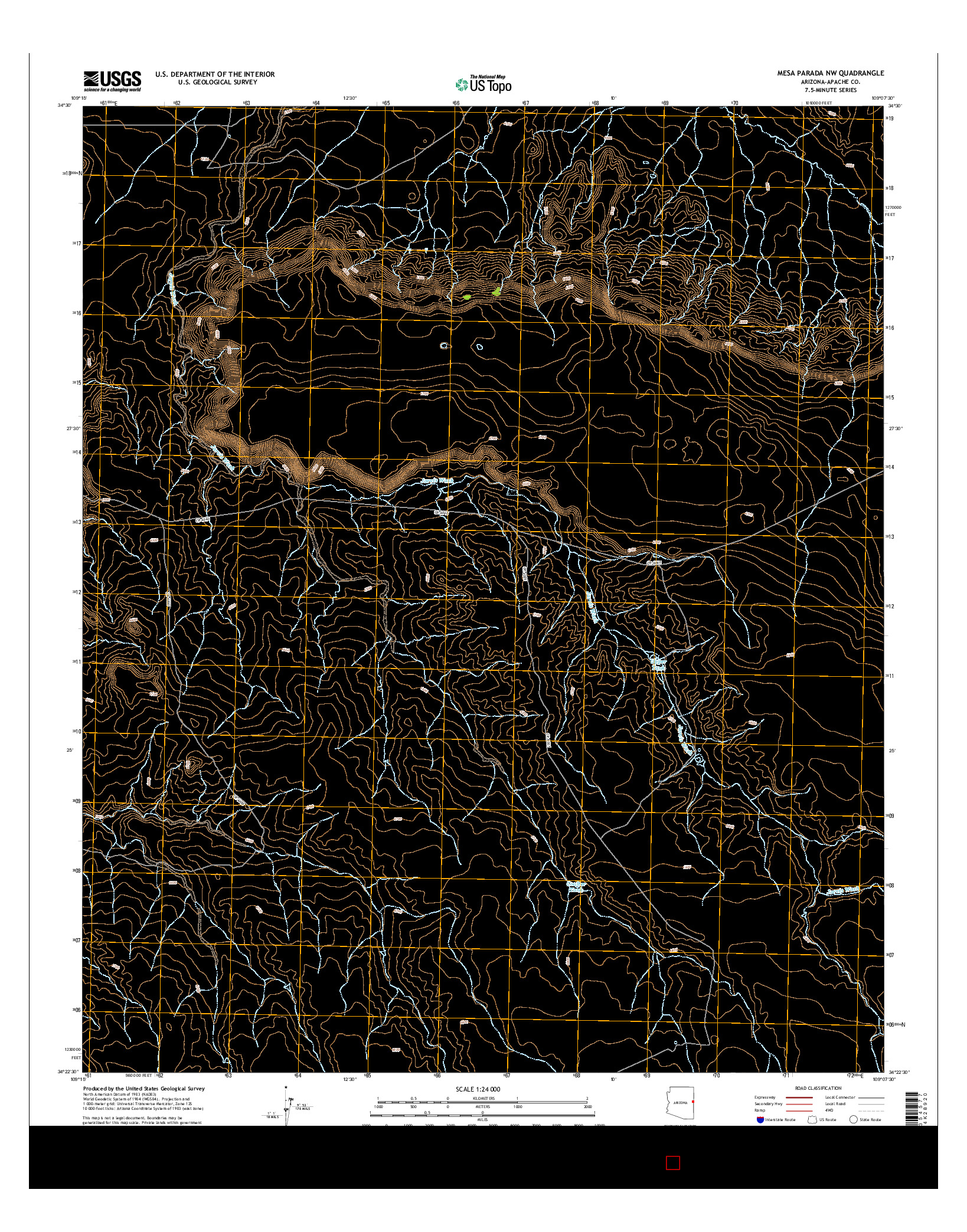 USGS US TOPO 7.5-MINUTE MAP FOR MESA PARADA NW, AZ 2014
