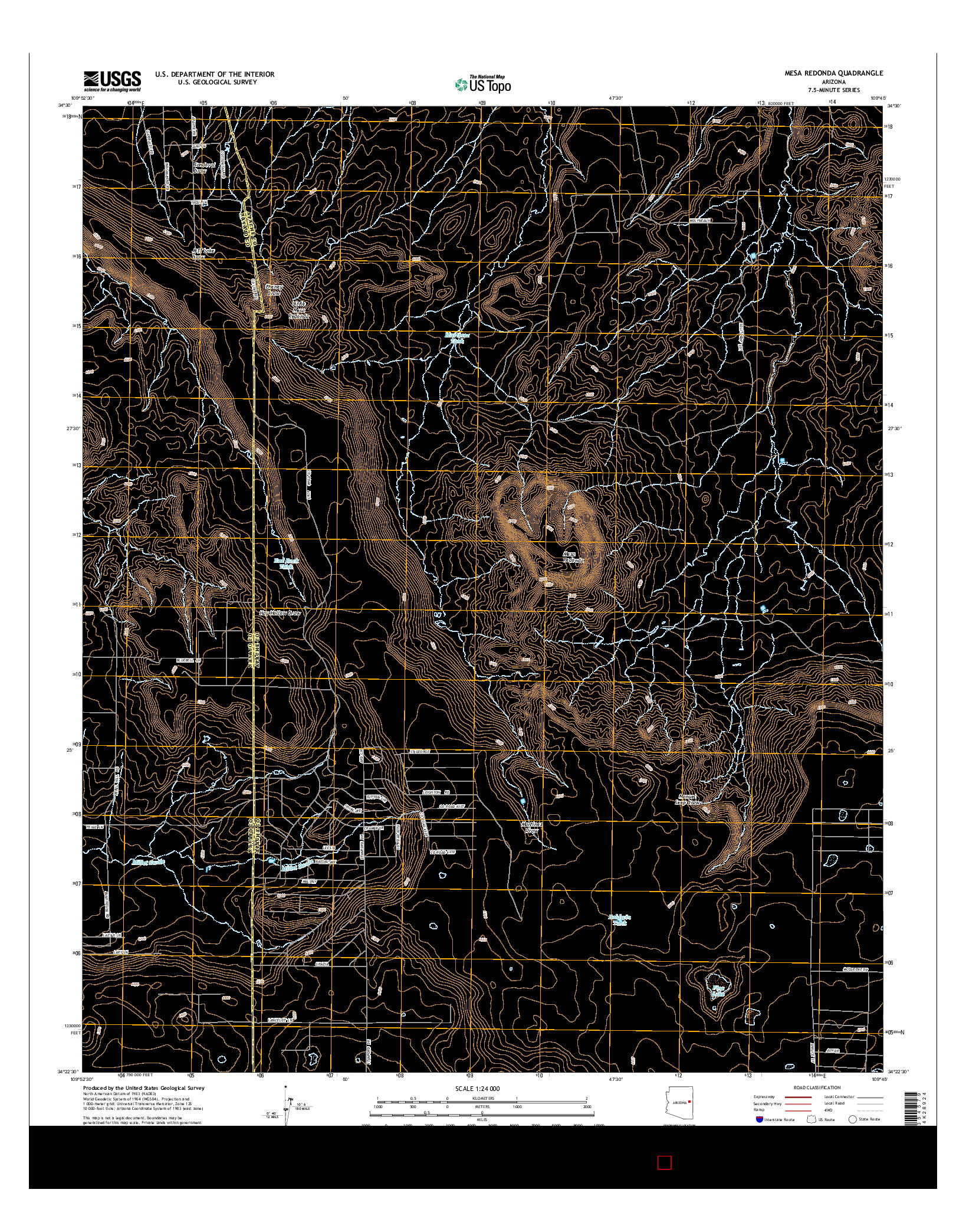 USGS US TOPO 7.5-MINUTE MAP FOR MESA REDONDA, AZ 2014