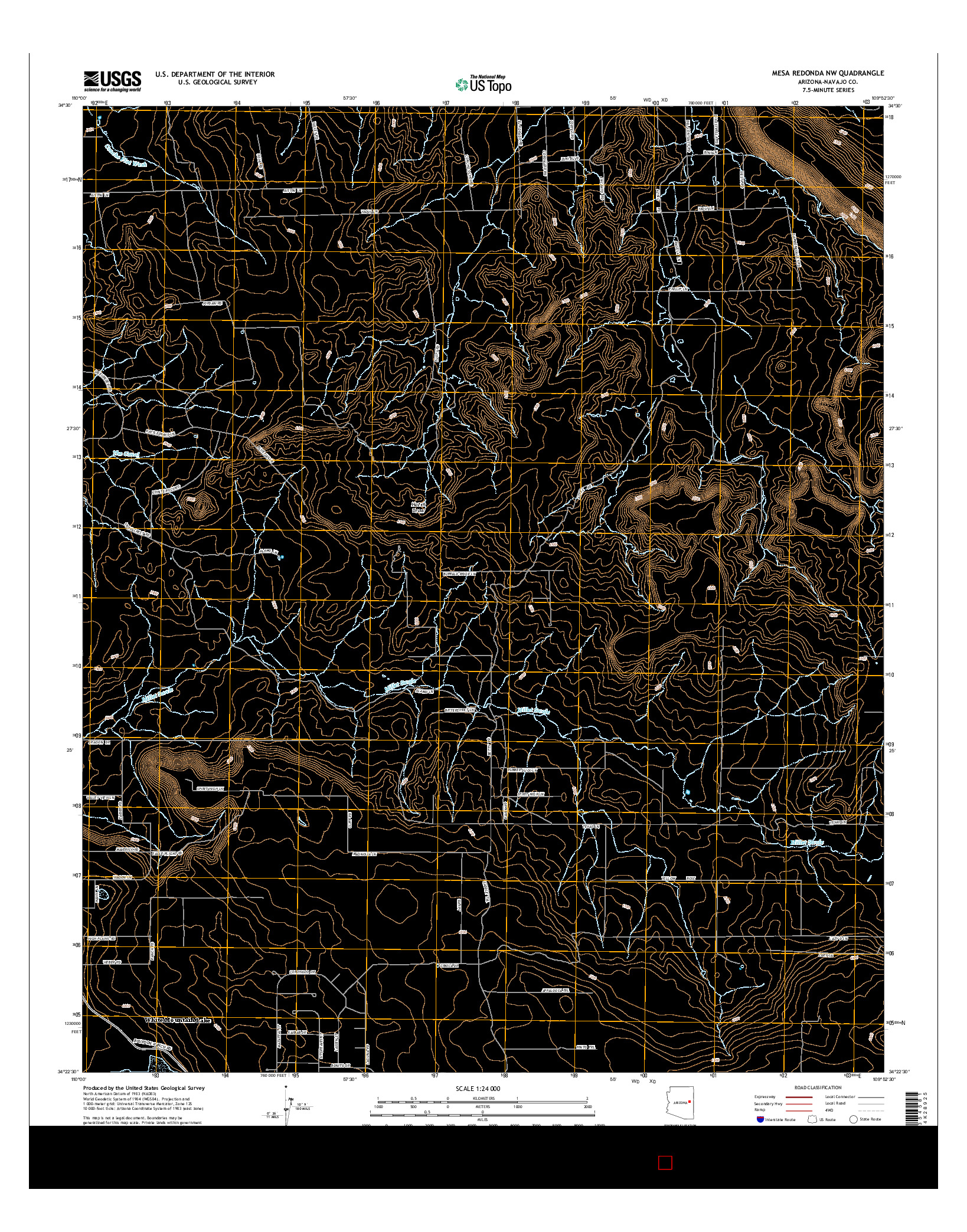 USGS US TOPO 7.5-MINUTE MAP FOR MESA REDONDA NW, AZ 2014