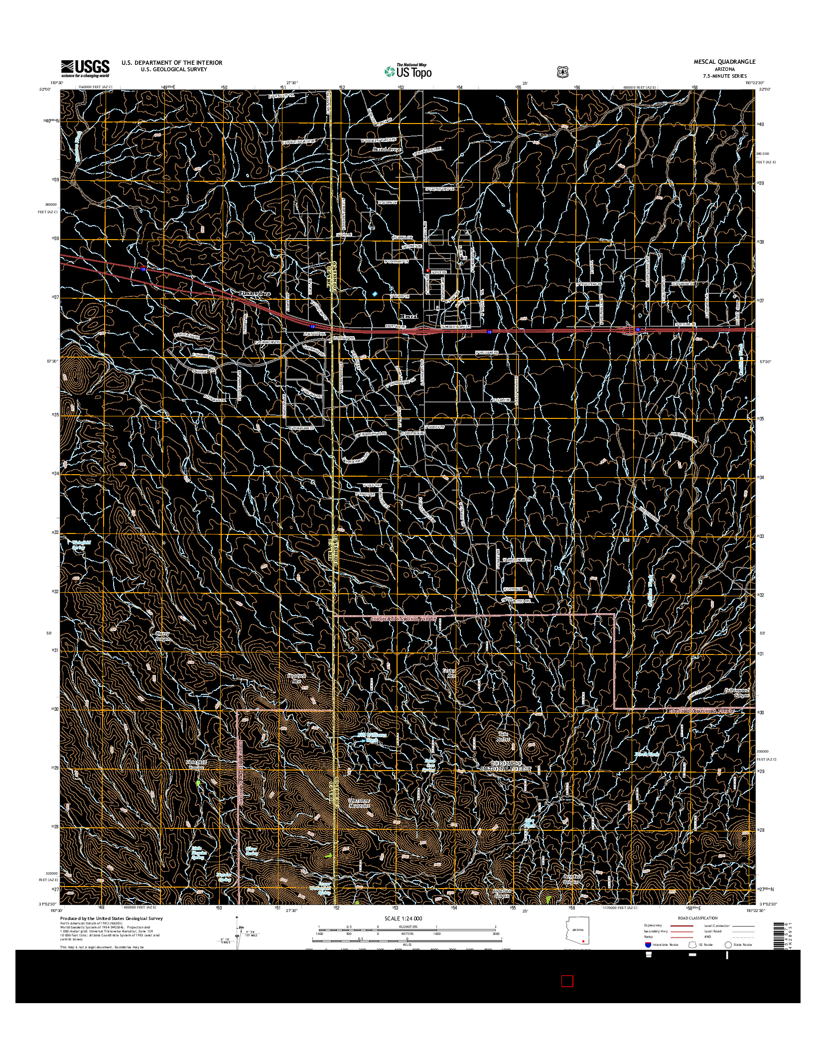 USGS US TOPO 7.5-MINUTE MAP FOR MESCAL, AZ 2014