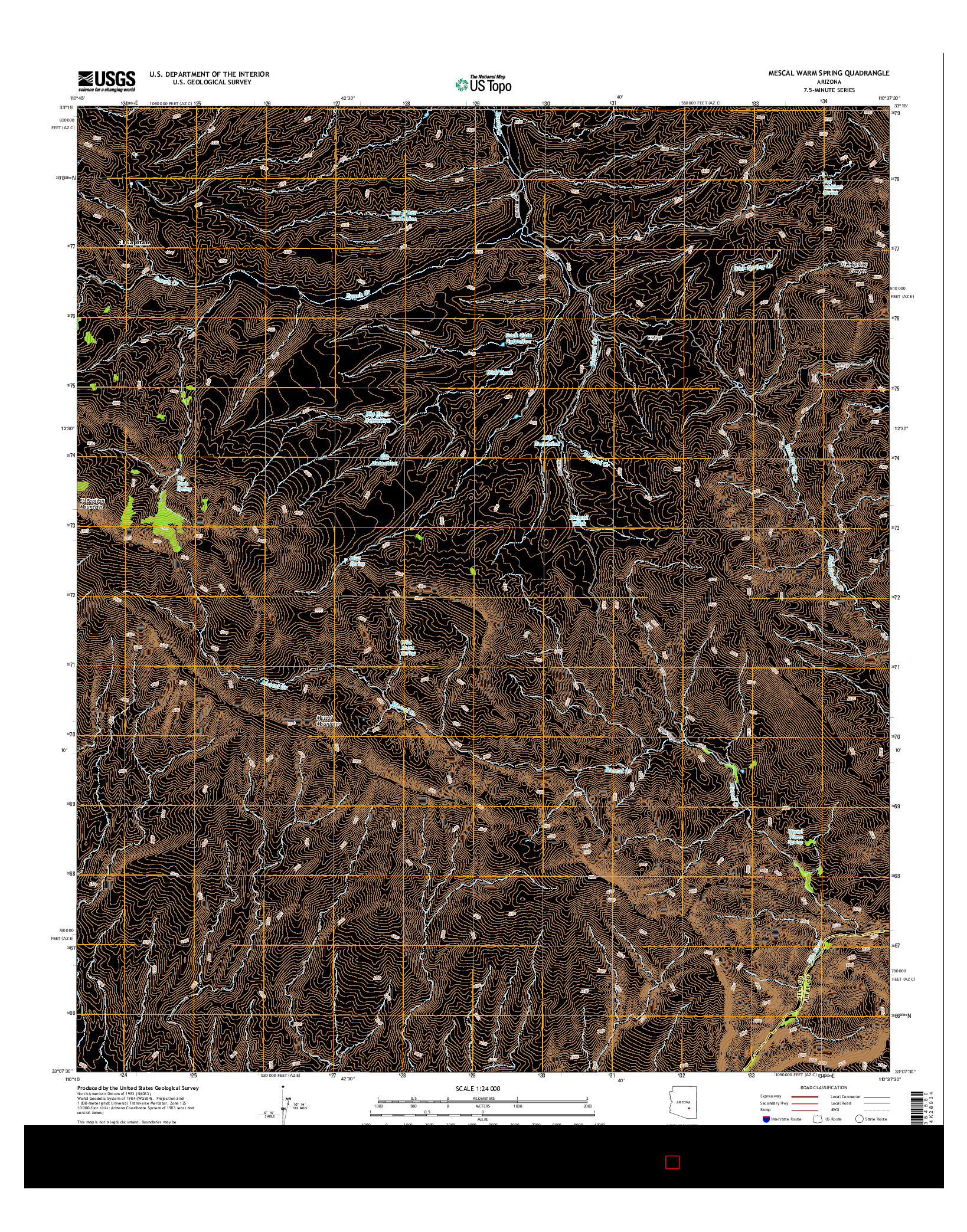 USGS US TOPO 7.5-MINUTE MAP FOR MESCAL WARM SPRING, AZ 2014