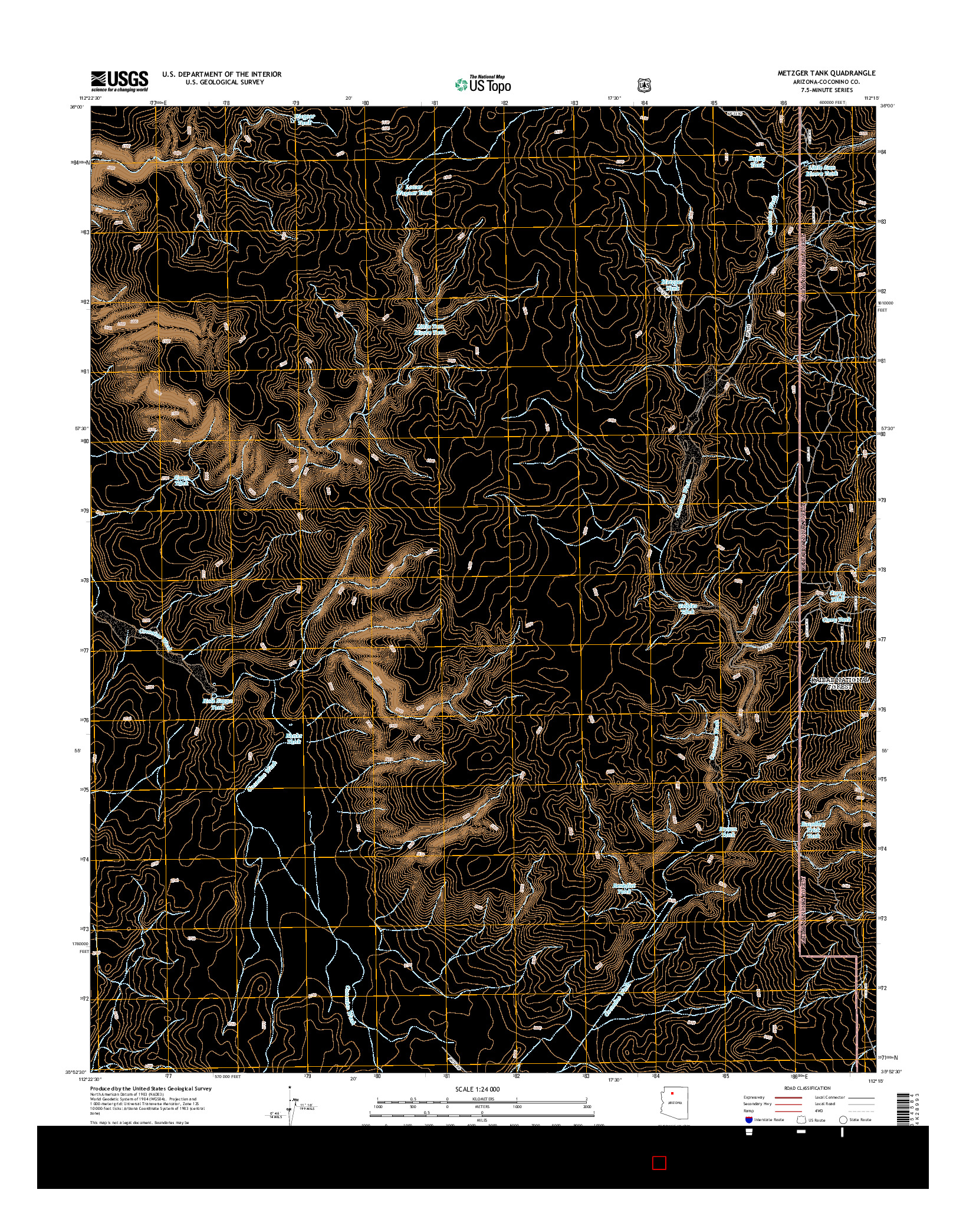 USGS US TOPO 7.5-MINUTE MAP FOR METZGER TANK, AZ 2014