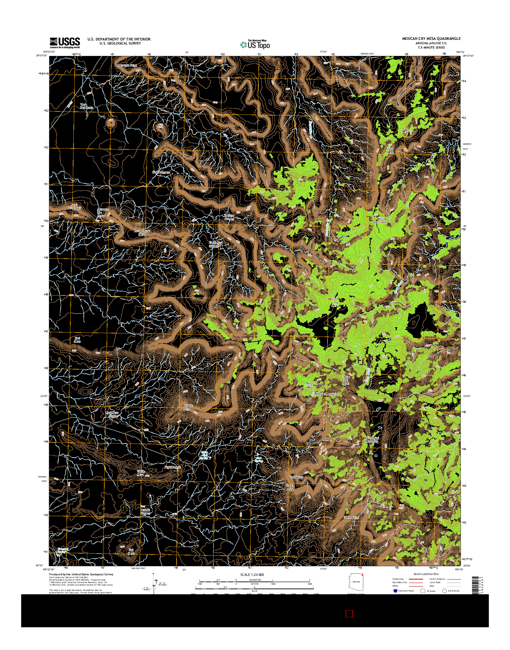 USGS US TOPO 7.5-MINUTE MAP FOR MEXICAN CRY MESA, AZ 2014