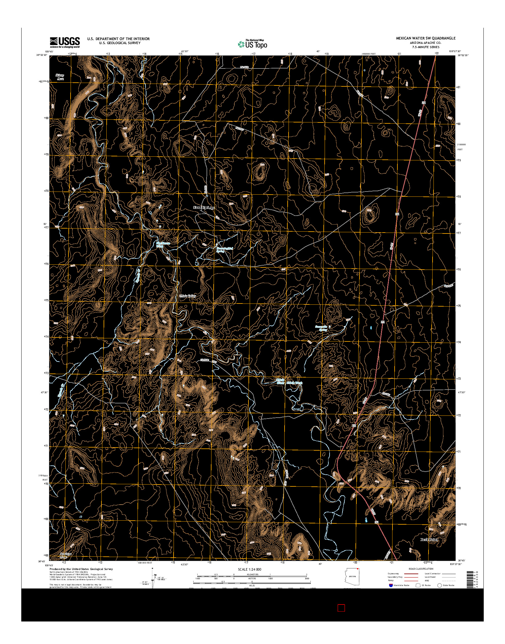 USGS US TOPO 7.5-MINUTE MAP FOR MEXICAN WATER SW, AZ 2014