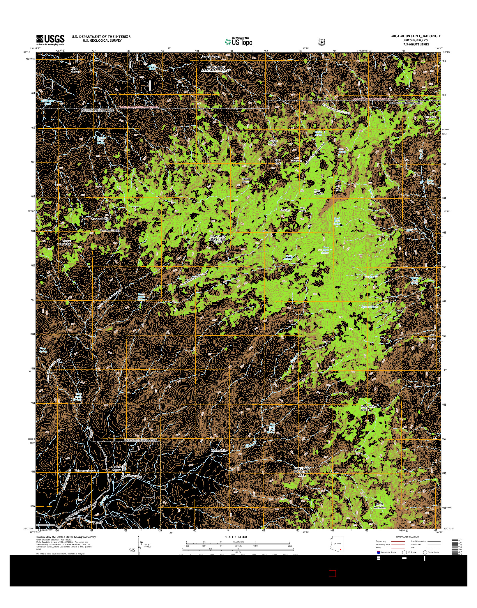 USGS US TOPO 7.5-MINUTE MAP FOR MICA MOUNTAIN, AZ 2014