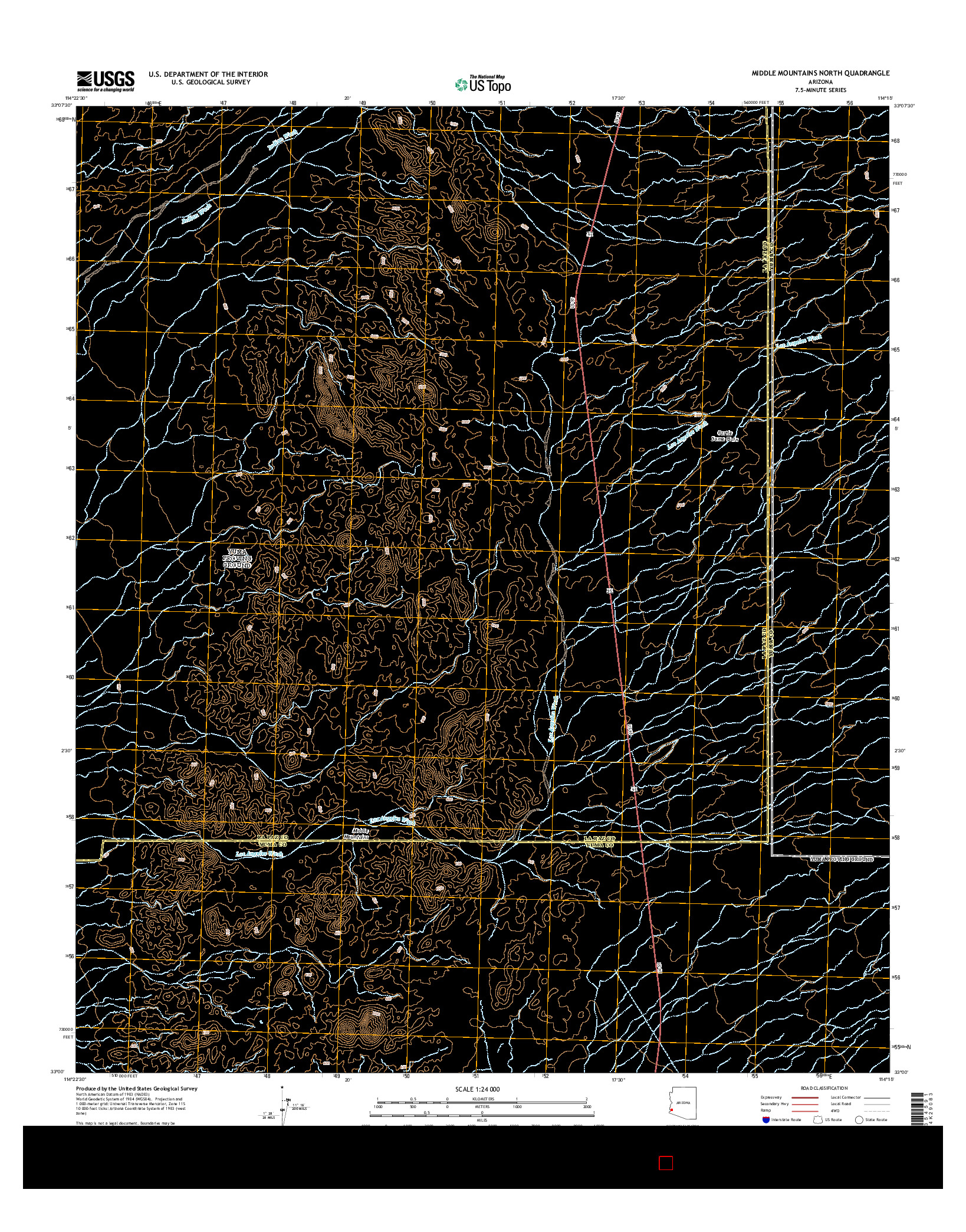 USGS US TOPO 7.5-MINUTE MAP FOR MIDDLE MOUNTAINS NORTH, AZ 2014