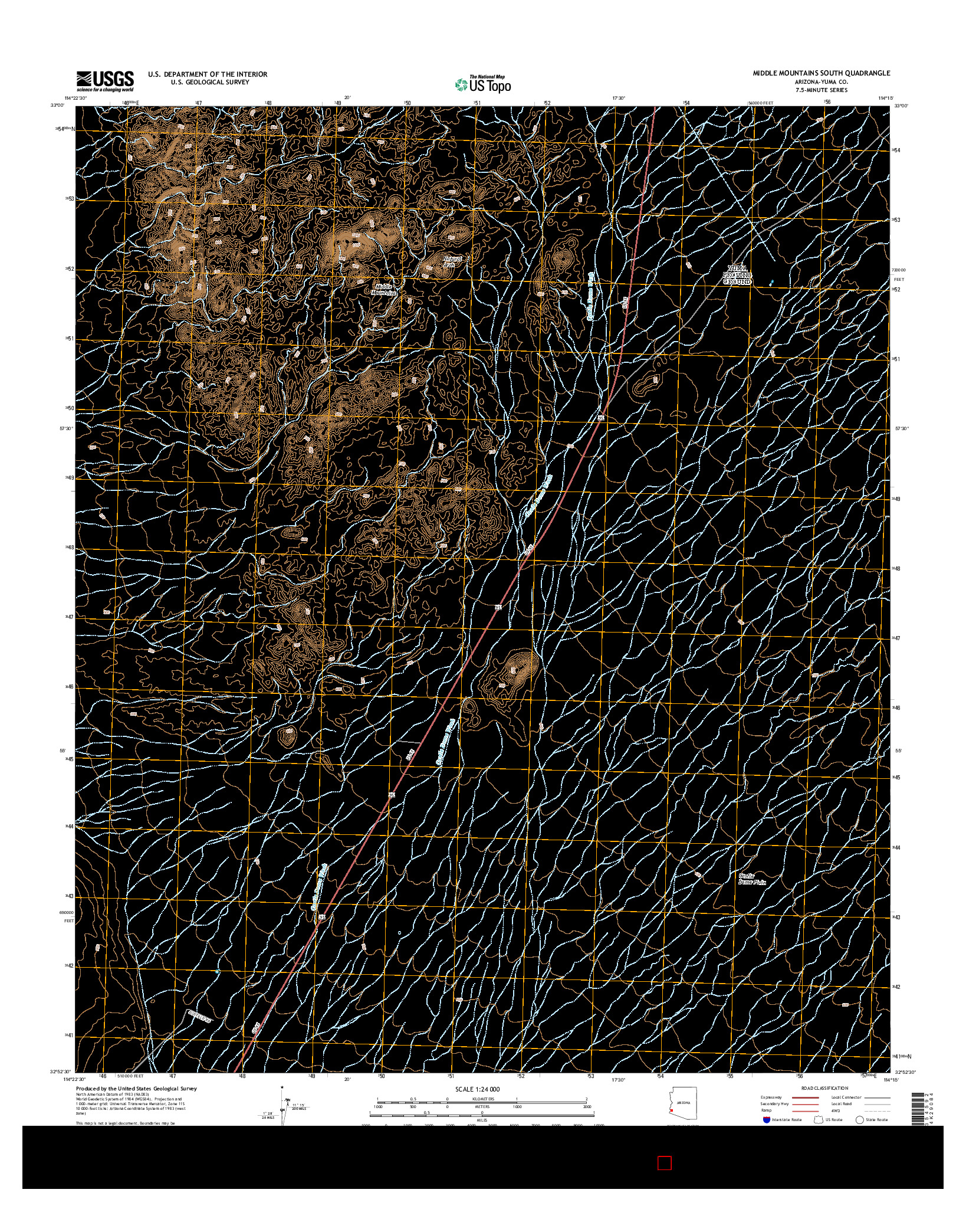 USGS US TOPO 7.5-MINUTE MAP FOR MIDDLE MOUNTAINS SOUTH, AZ 2014