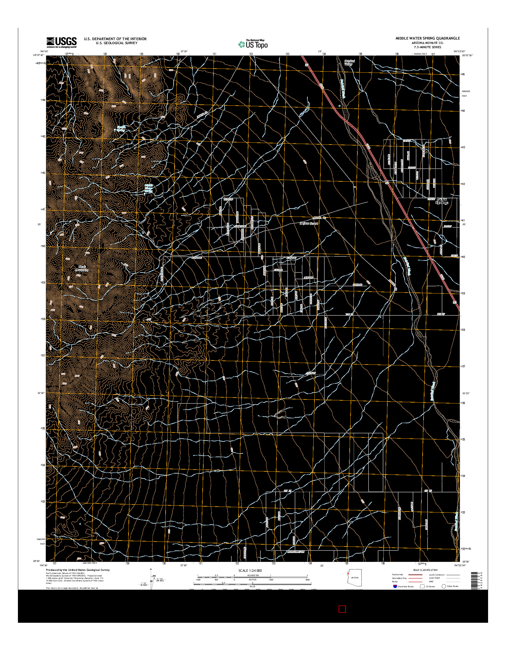 USGS US TOPO 7.5-MINUTE MAP FOR MIDDLE WATER SPRING, AZ 2014