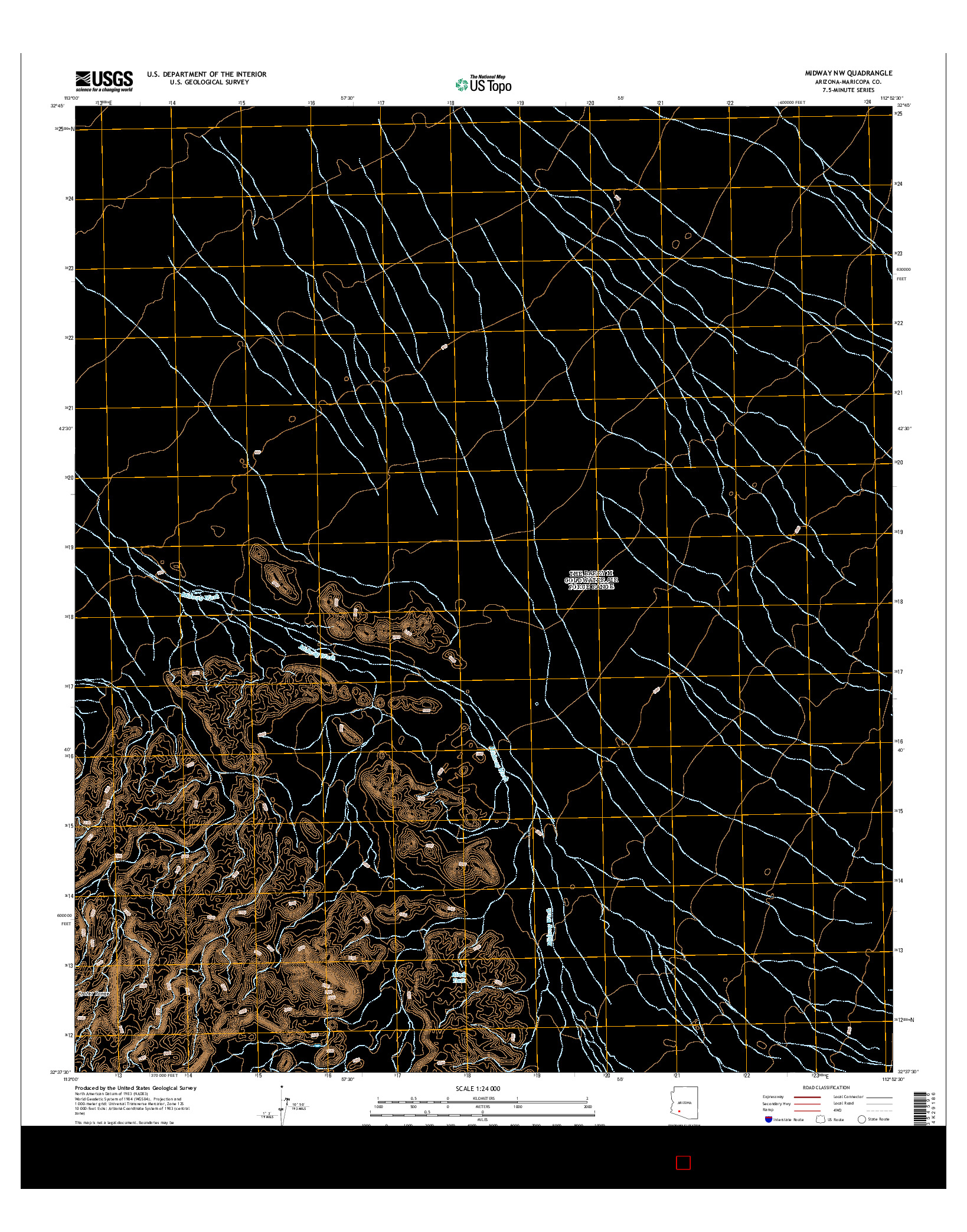 USGS US TOPO 7.5-MINUTE MAP FOR MIDWAY NW, AZ 2014