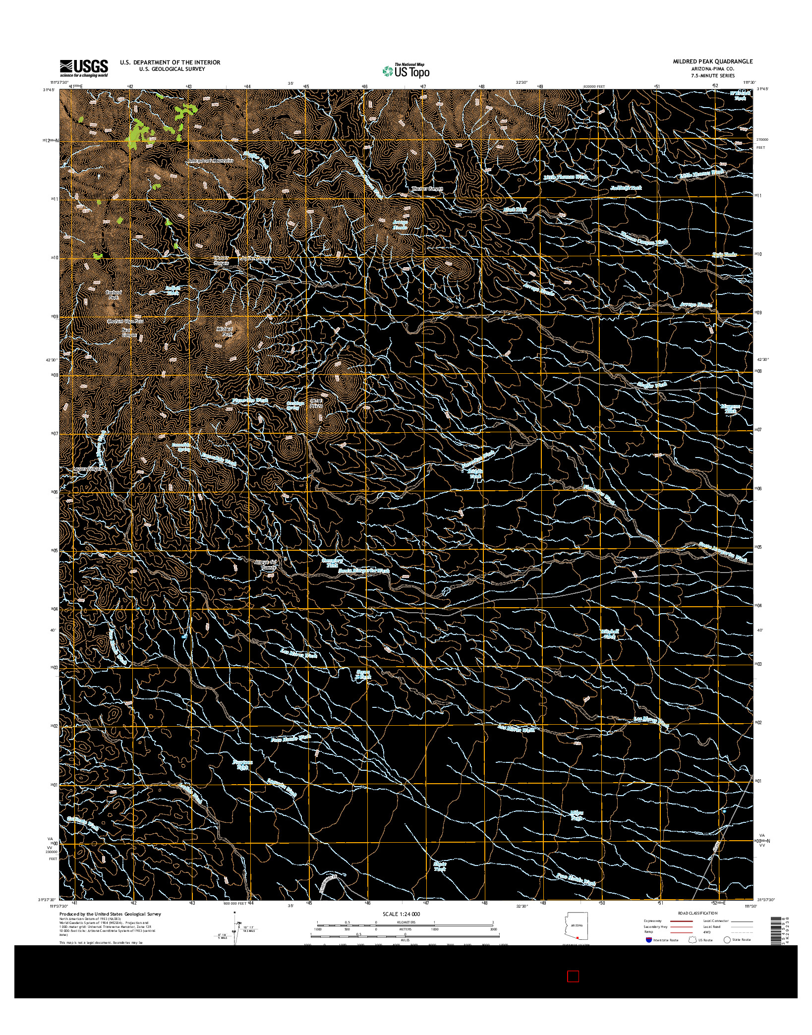 USGS US TOPO 7.5-MINUTE MAP FOR MILDRED PEAK, AZ 2014