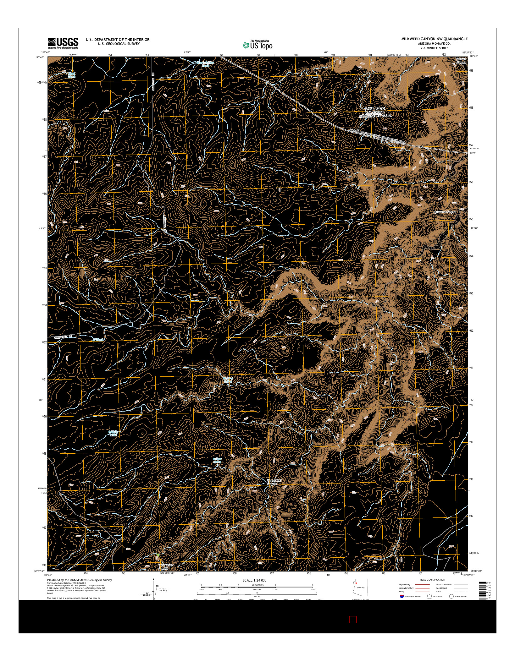 USGS US TOPO 7.5-MINUTE MAP FOR MILKWEED CANYON NW, AZ 2014