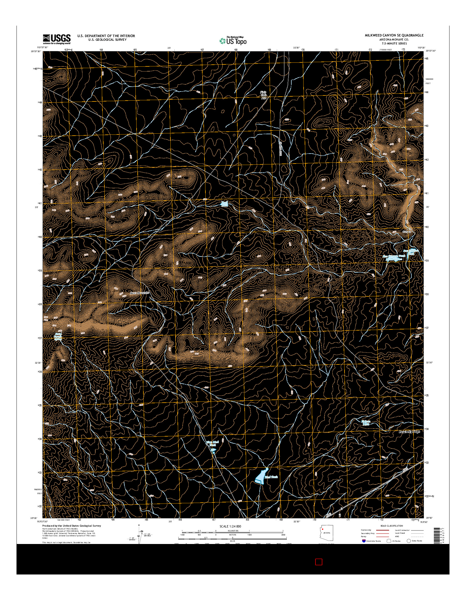 USGS US TOPO 7.5-MINUTE MAP FOR MILKWEED CANYON SE, AZ 2014