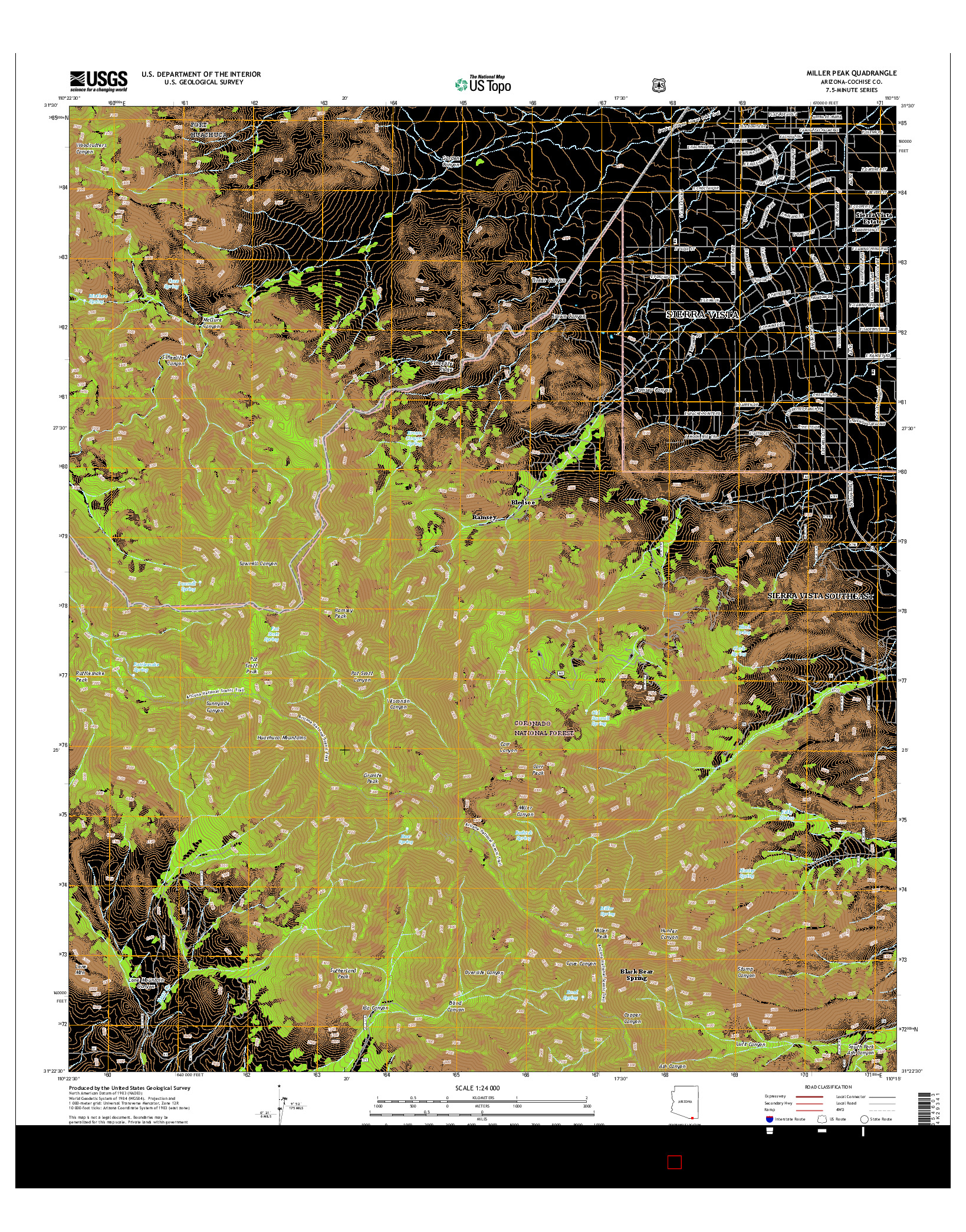 USGS US TOPO 7.5-MINUTE MAP FOR MILLER PEAK, AZ 2014