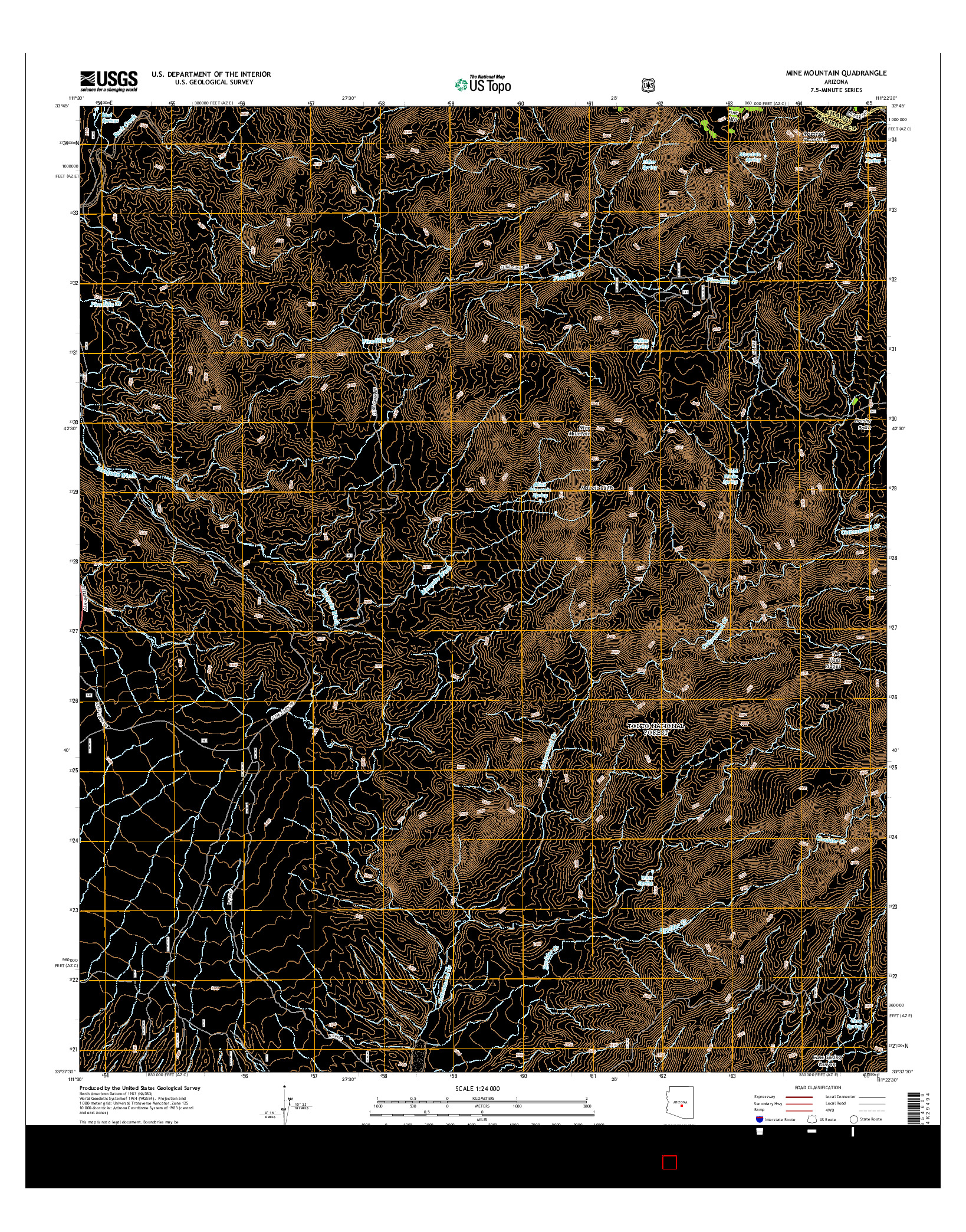 USGS US TOPO 7.5-MINUTE MAP FOR MINE MOUNTAIN, AZ 2014
