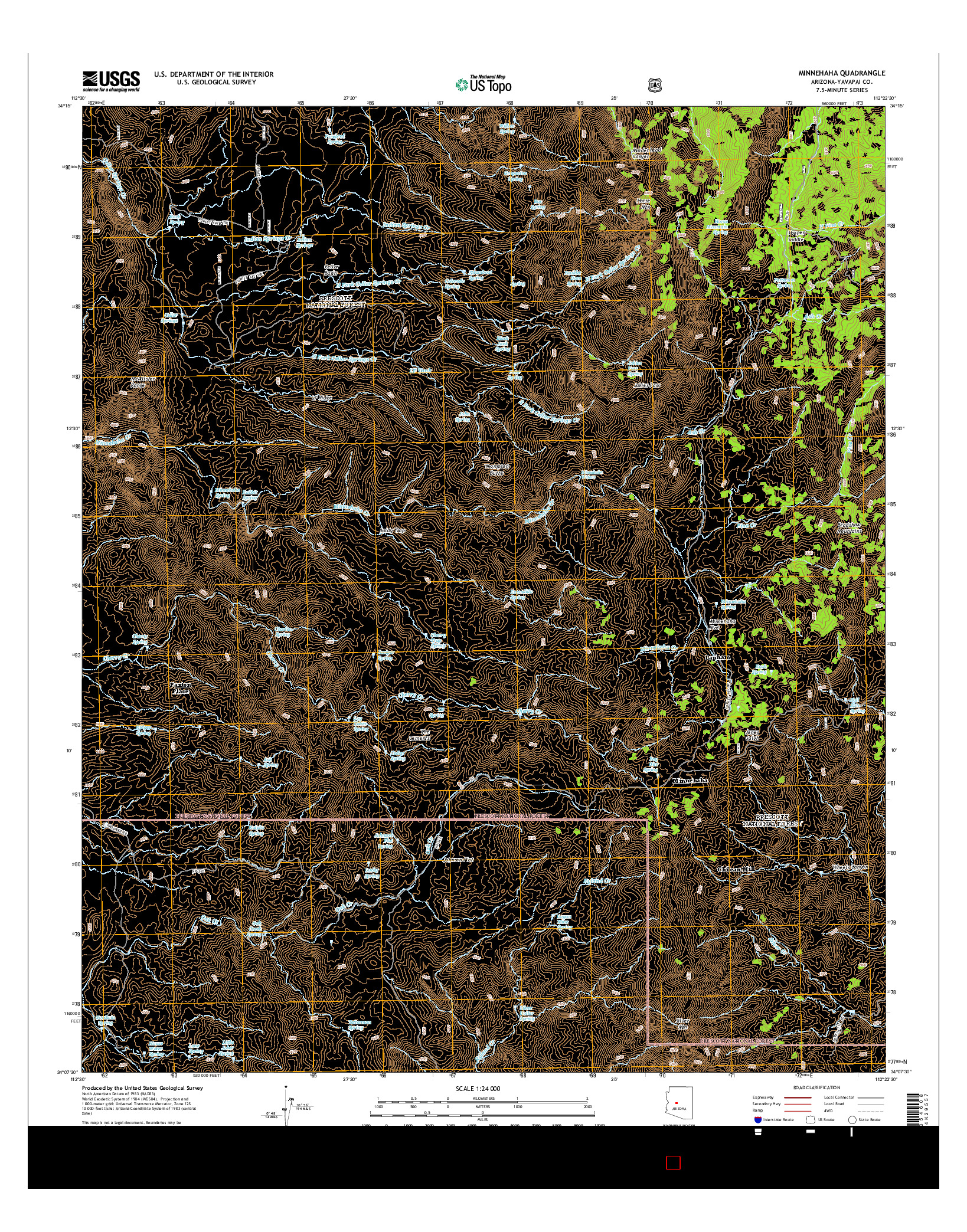 USGS US TOPO 7.5-MINUTE MAP FOR MINNEHAHA, AZ 2014