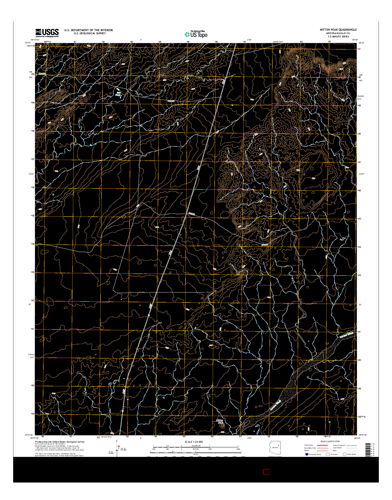 USGS US TOPO 7.5-MINUTE MAP FOR MITTEN PEAK, AZ 2014