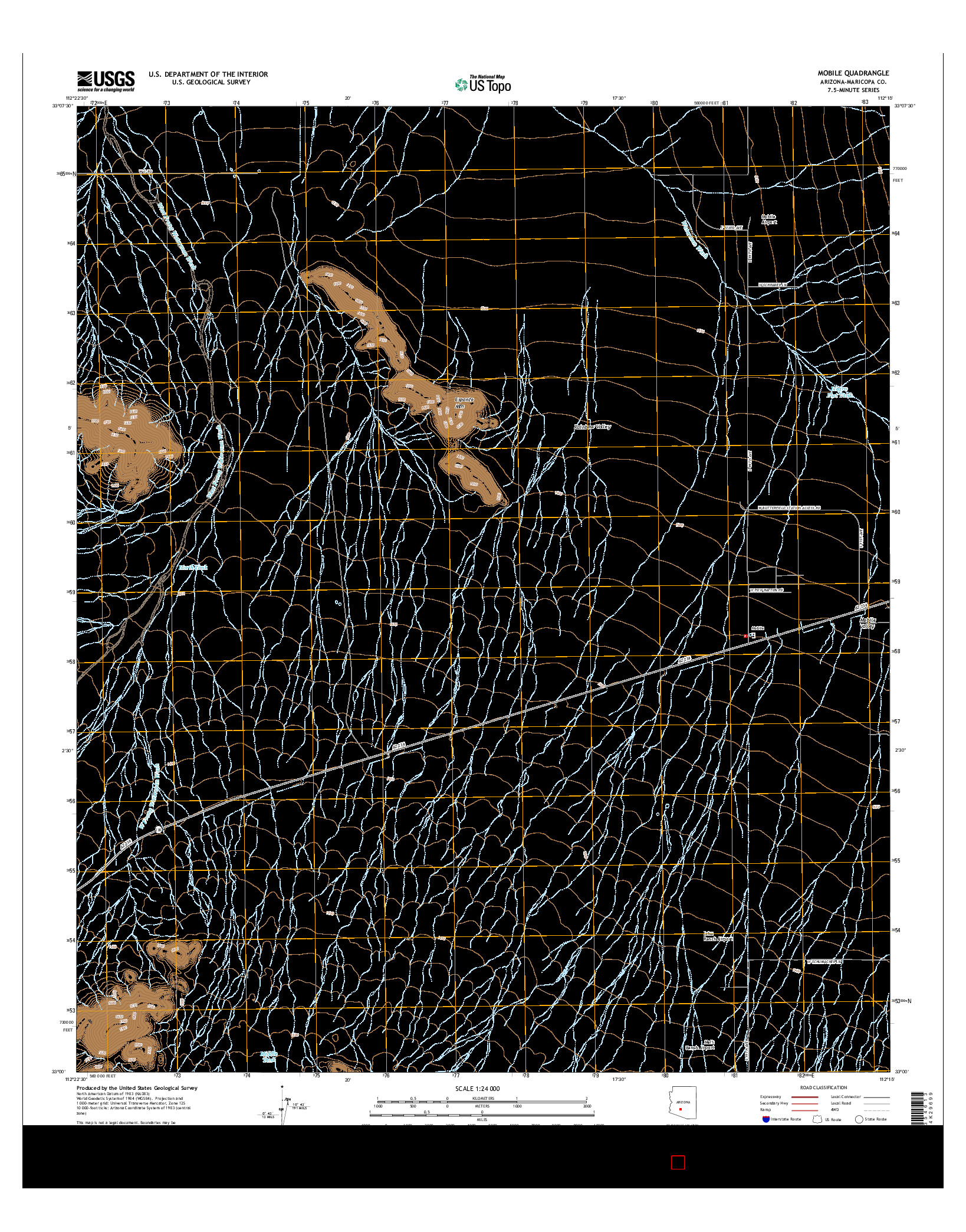 USGS US TOPO 7.5-MINUTE MAP FOR MOBILE, AZ 2014
