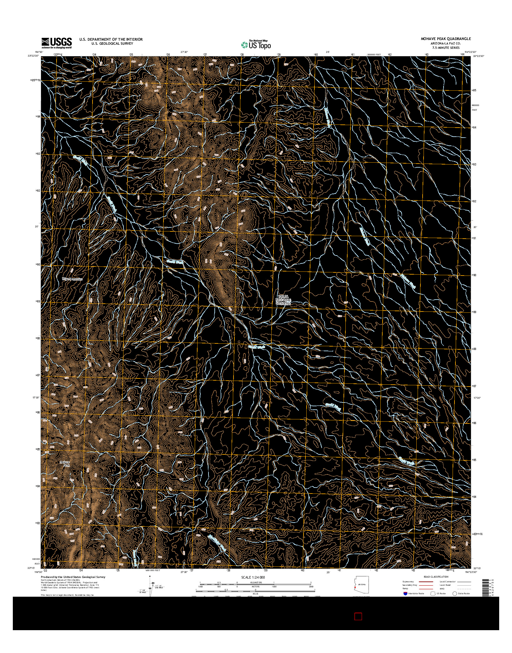 USGS US TOPO 7.5-MINUTE MAP FOR MOHAVE PEAK, AZ 2014