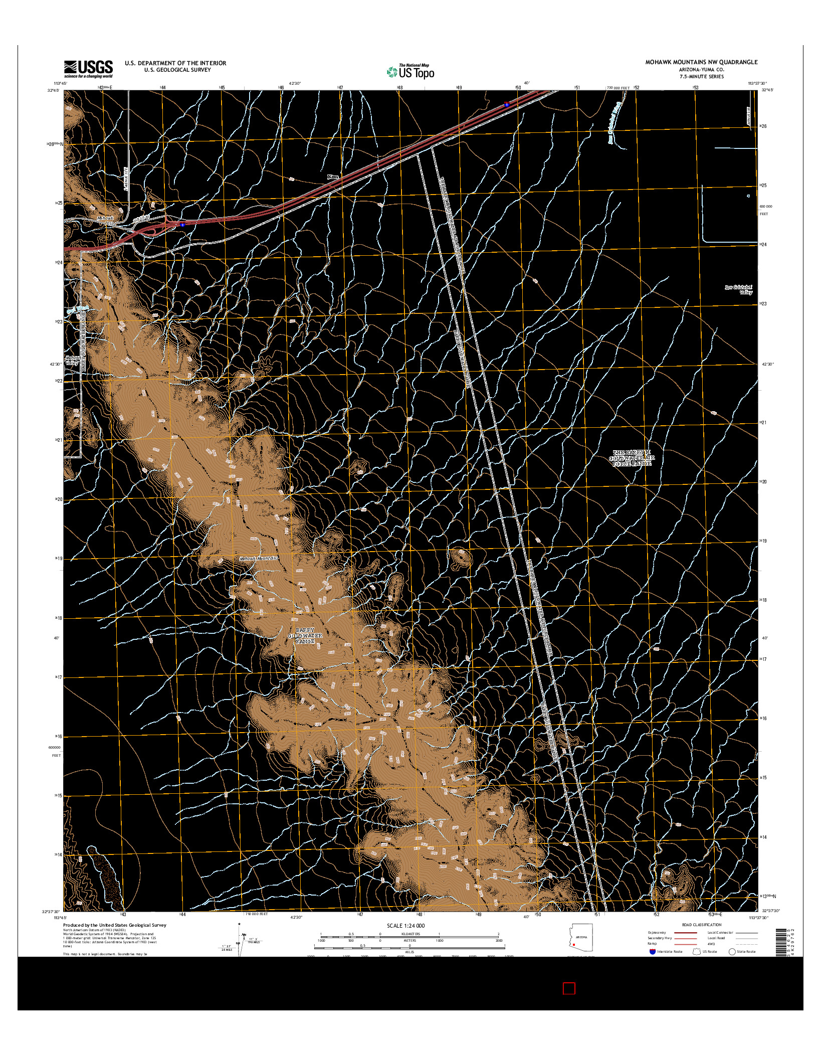 USGS US TOPO 7.5-MINUTE MAP FOR MOHAWK MOUNTAINS NW, AZ 2014