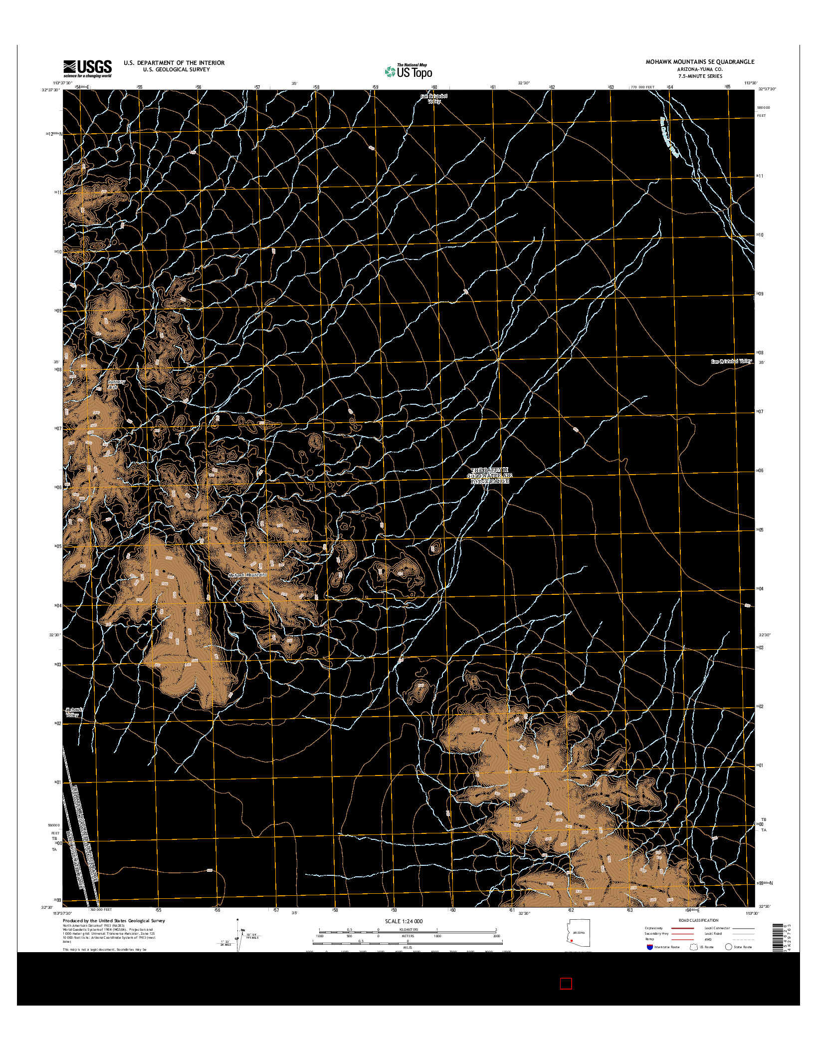 USGS US TOPO 7.5-MINUTE MAP FOR MOHAWK MOUNTAINS SE, AZ 2014
