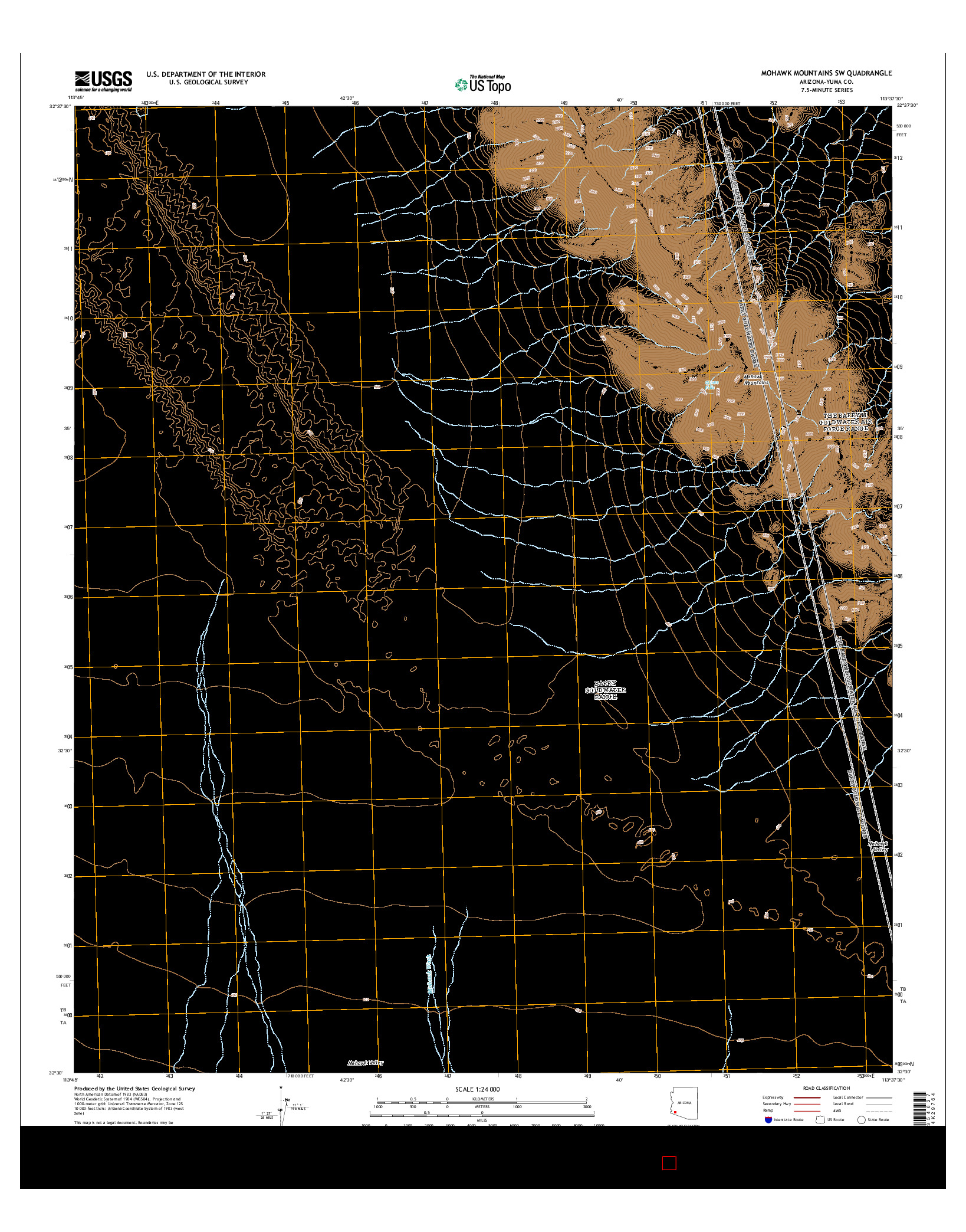 USGS US TOPO 7.5-MINUTE MAP FOR MOHAWK MOUNTAINS SW, AZ 2014