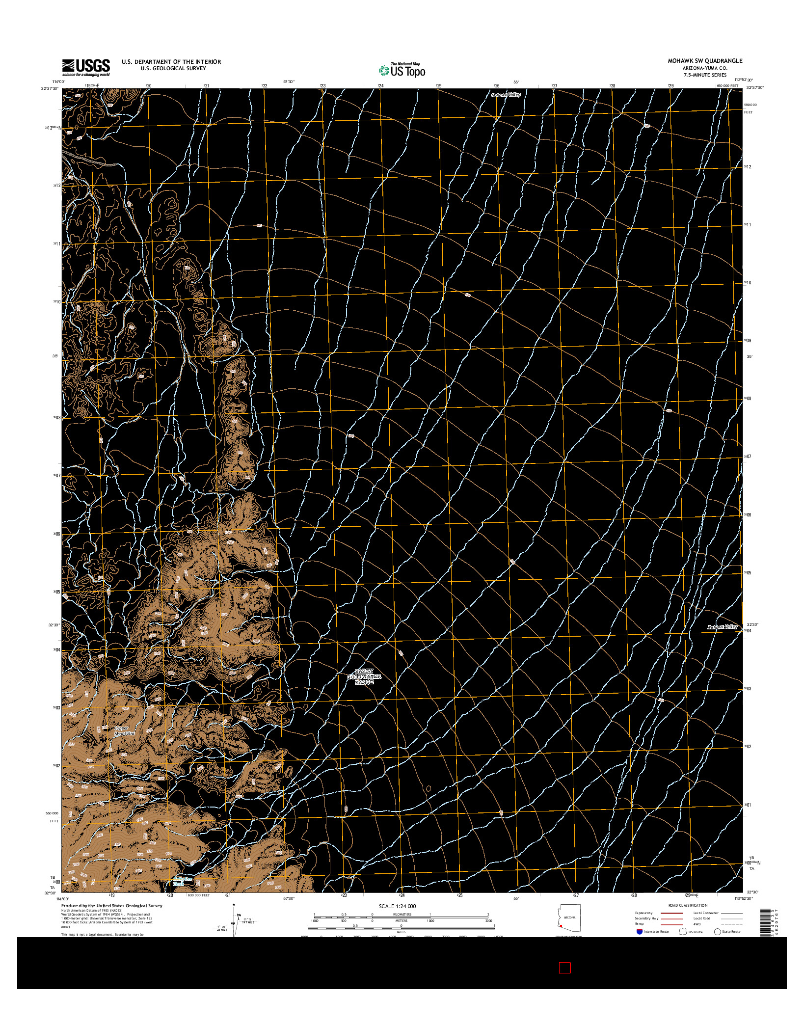 USGS US TOPO 7.5-MINUTE MAP FOR MOHAWK SW, AZ 2014