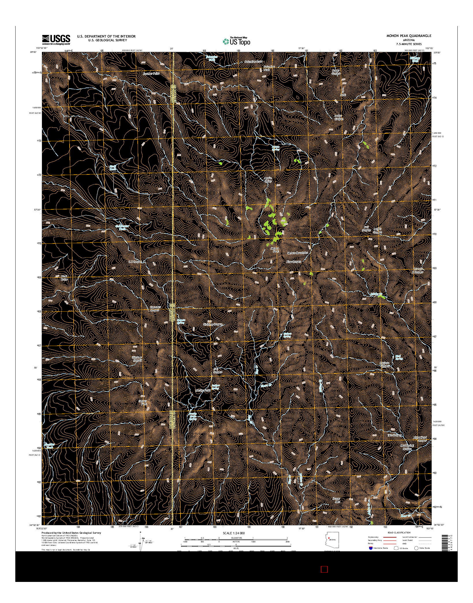 USGS US TOPO 7.5-MINUTE MAP FOR MOHON PEAK, AZ 2014