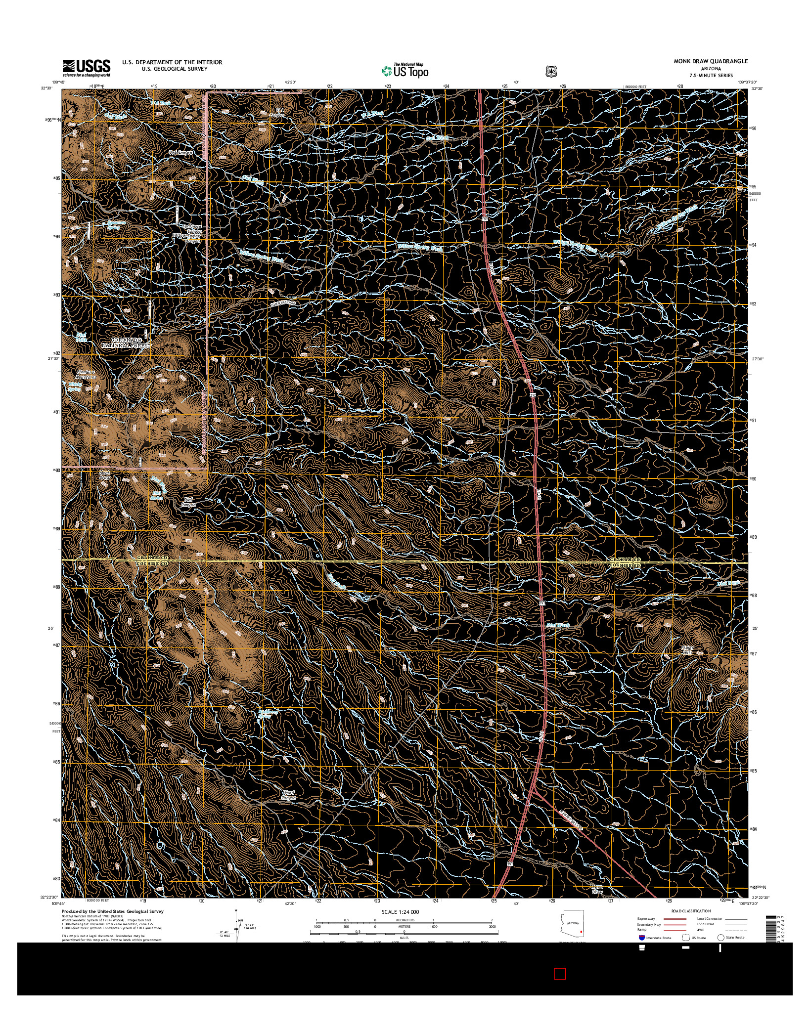 USGS US TOPO 7.5-MINUTE MAP FOR MONK DRAW, AZ 2014