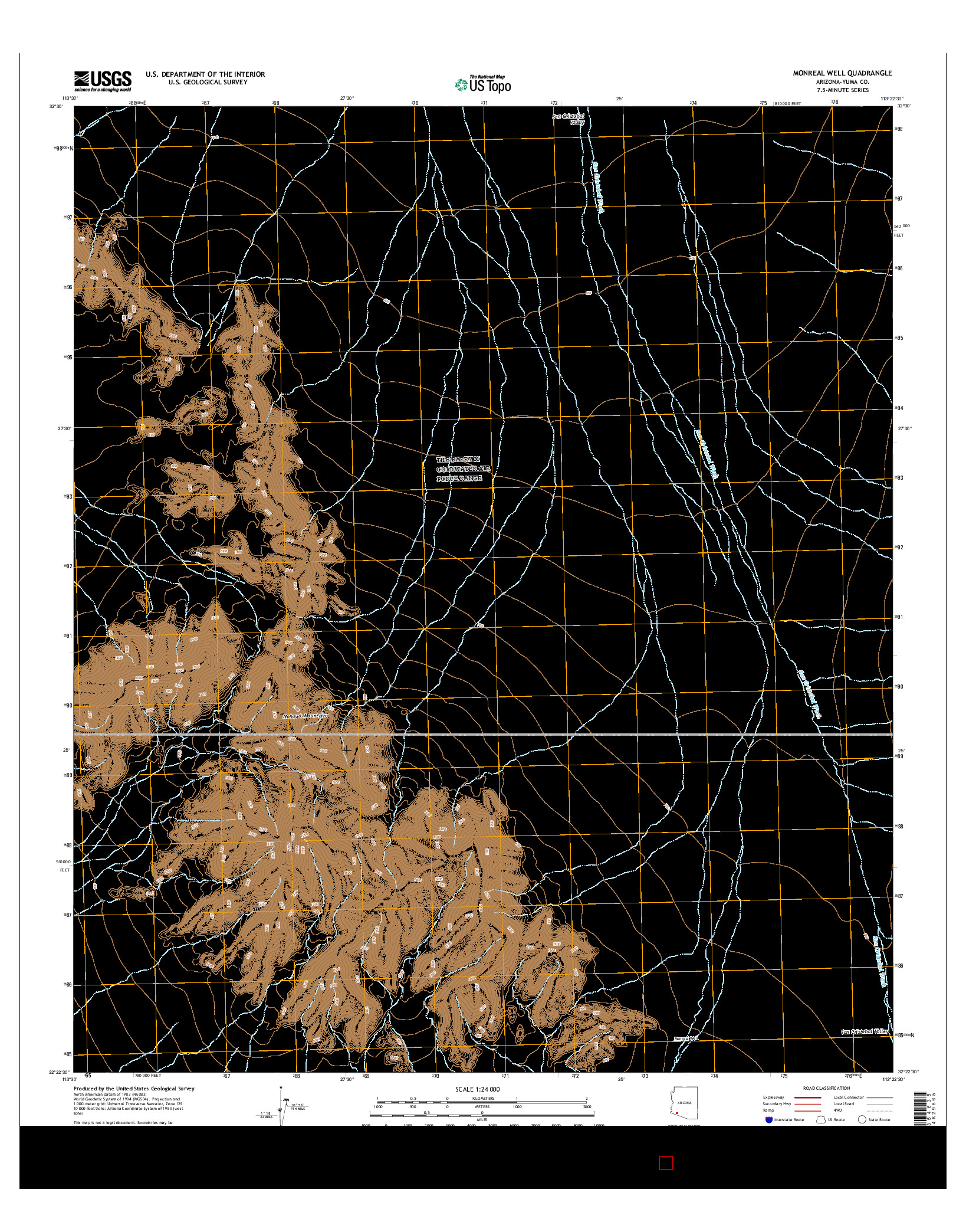 USGS US TOPO 7.5-MINUTE MAP FOR MONREAL WELL, AZ 2014