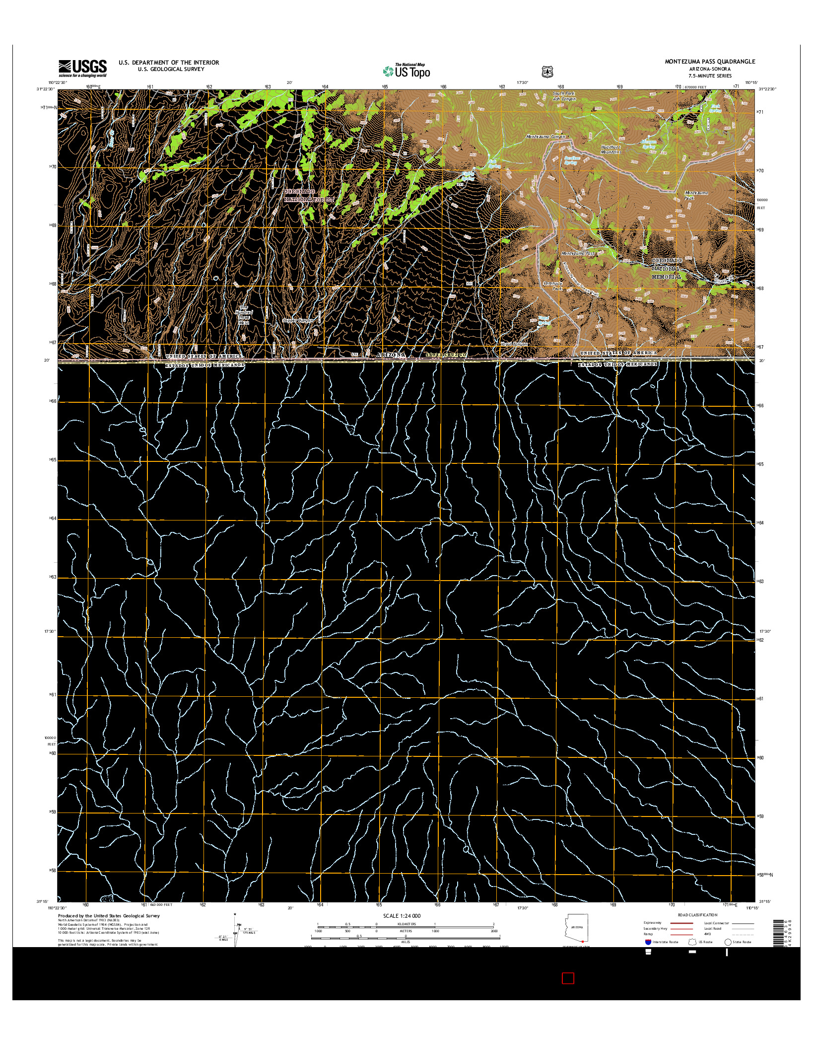 USGS US TOPO 7.5-MINUTE MAP FOR MONTEZUMA PASS, AZ-SON 2014