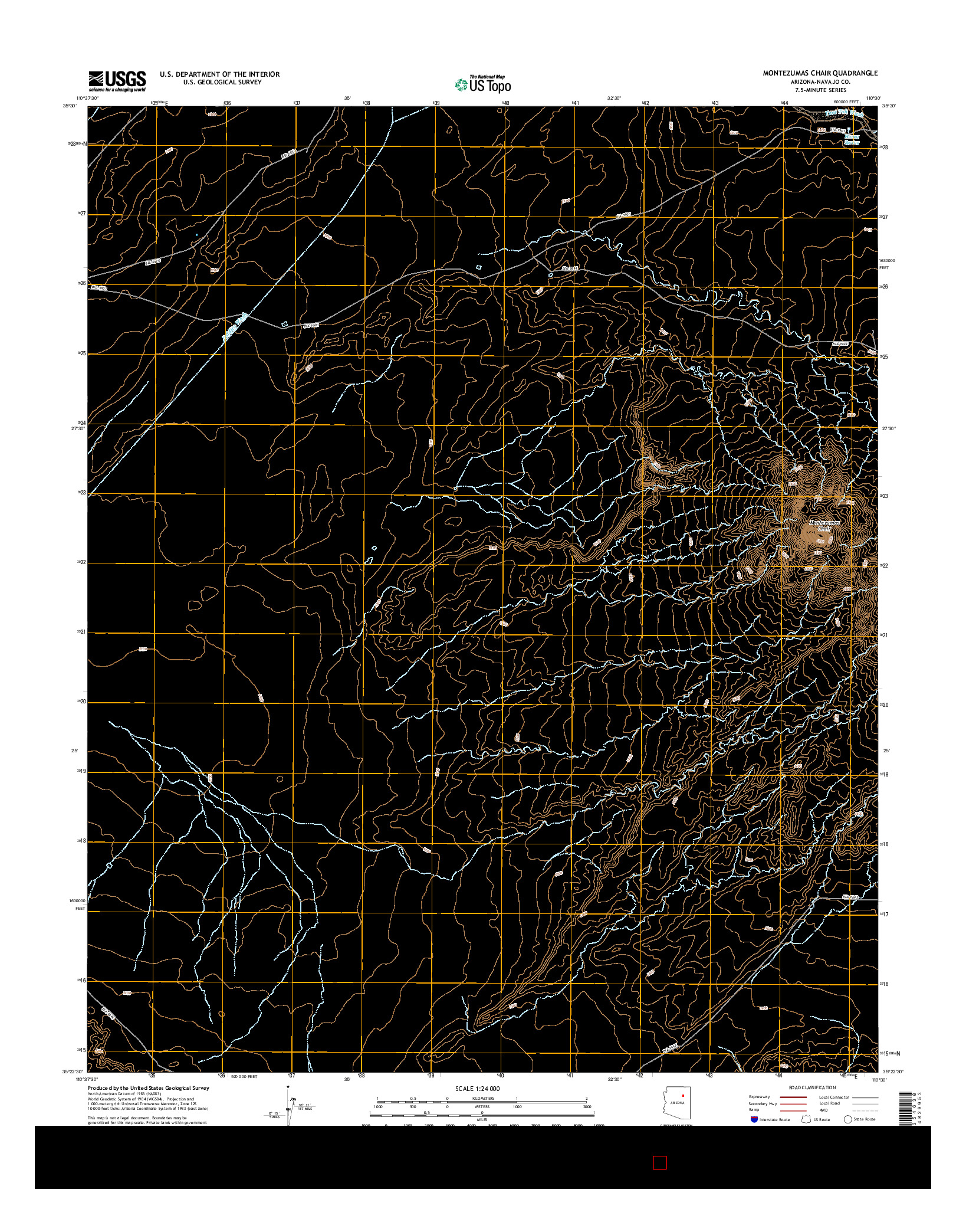 USGS US TOPO 7.5-MINUTE MAP FOR MONTEZUMAS CHAIR, AZ 2014