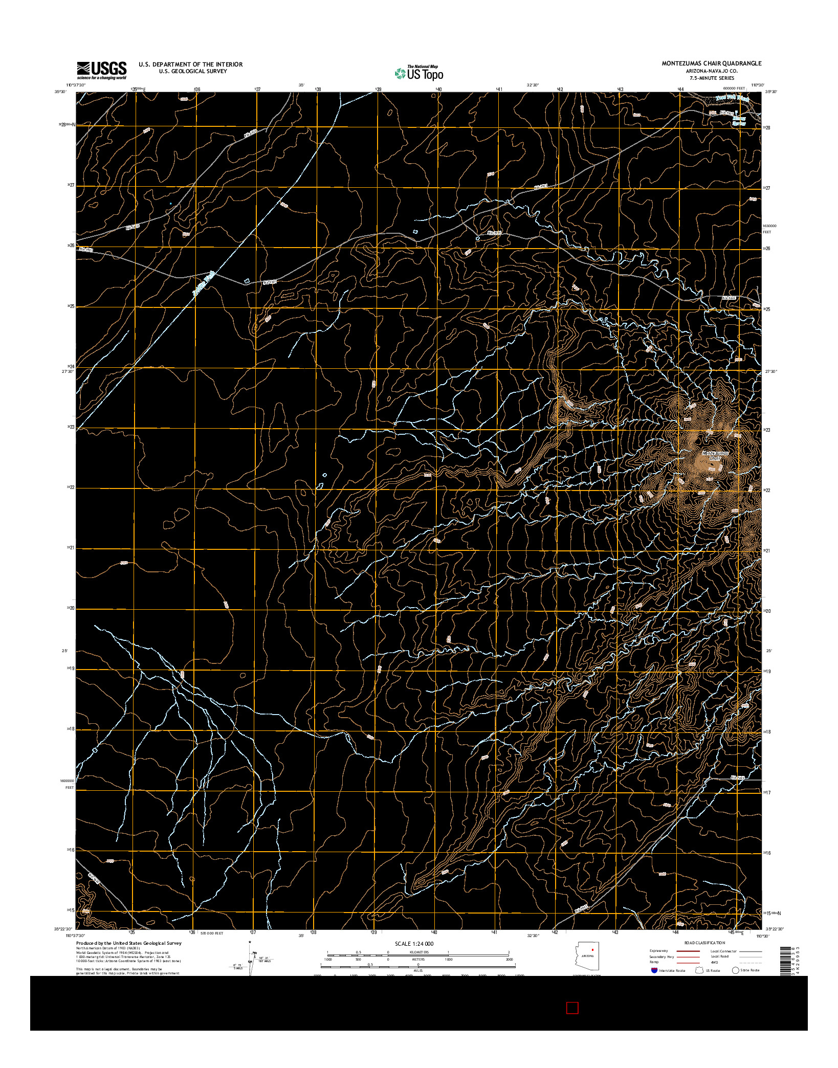 USGS US TOPO 7.5-MINUTE MAP FOR MONTEZUMAS CHAIR, AZ 2014