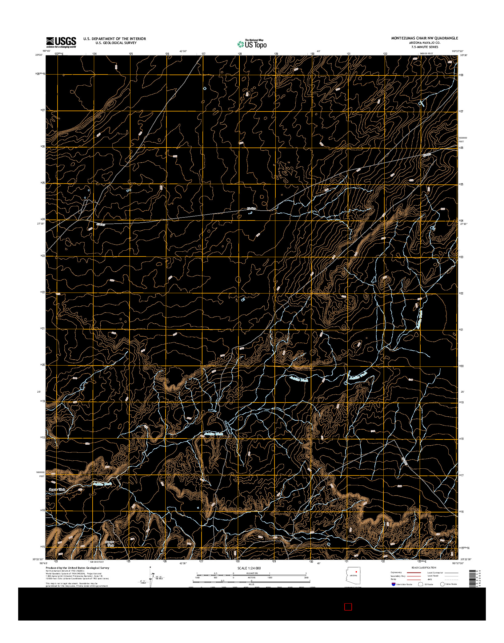 USGS US TOPO 7.5-MINUTE MAP FOR MONTEZUMAS CHAIR NW, AZ 2014