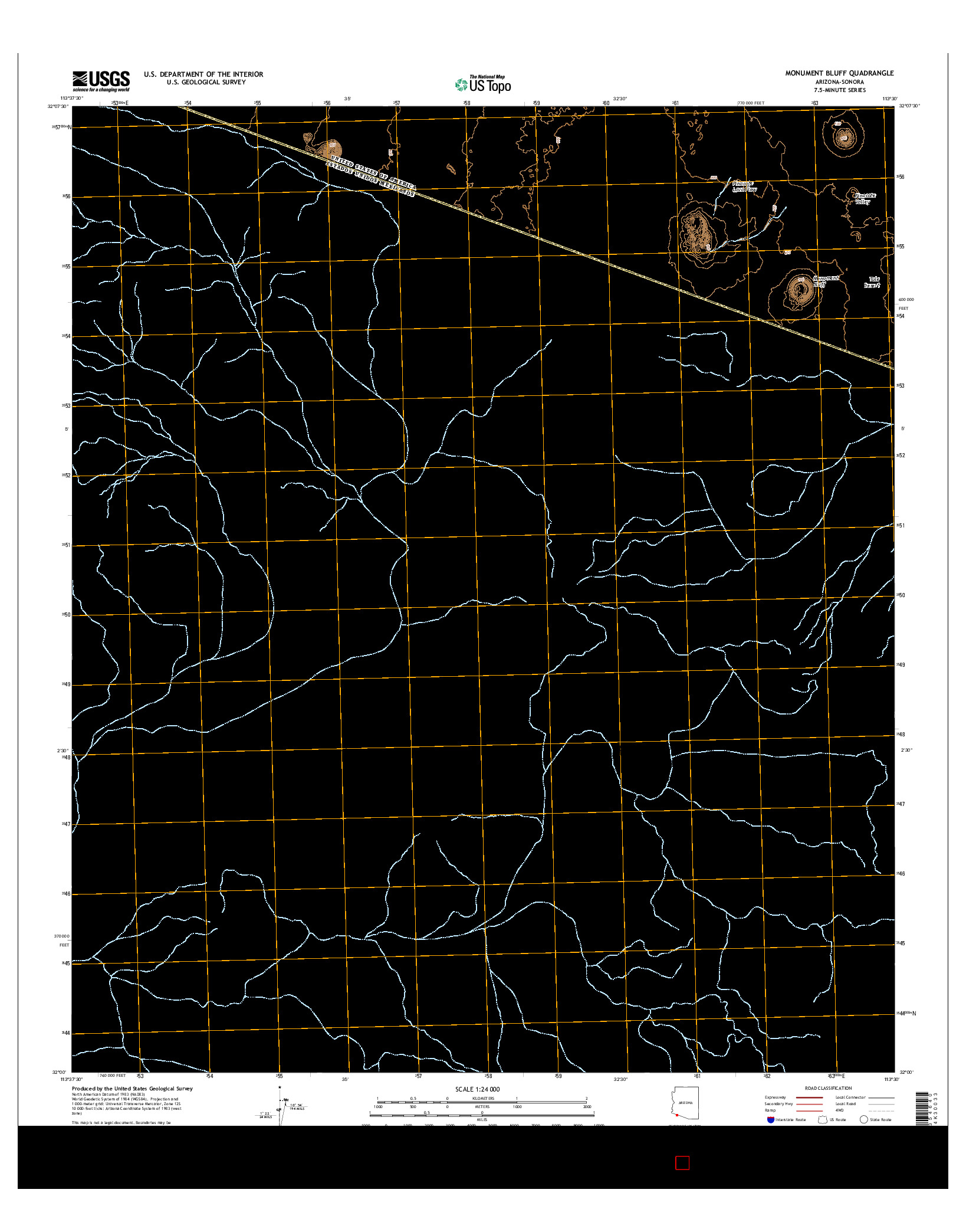 USGS US TOPO 7.5-MINUTE MAP FOR MONUMENT BLUFF, AZ-SON 2014