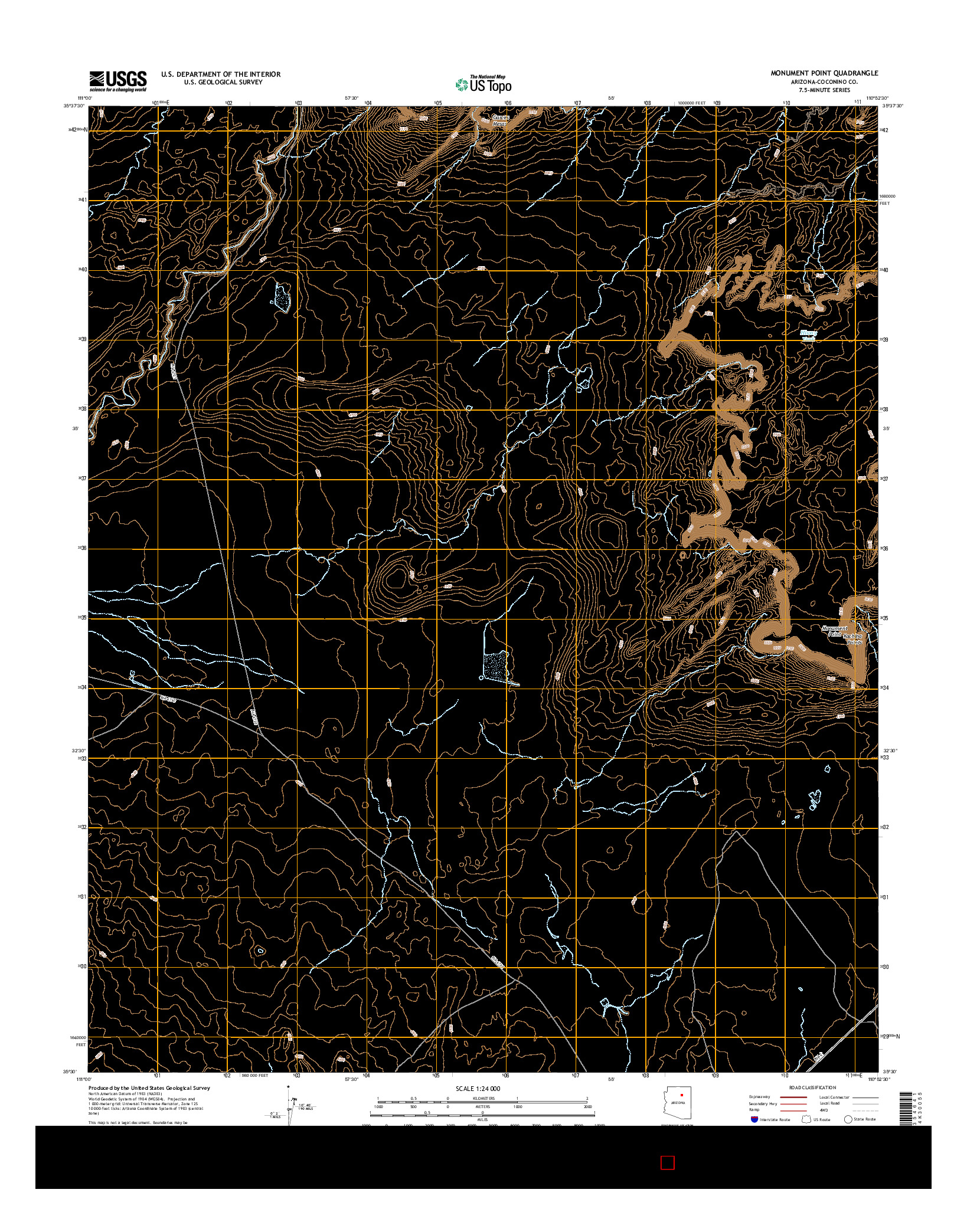 USGS US TOPO 7.5-MINUTE MAP FOR MONUMENT POINT, AZ 2014