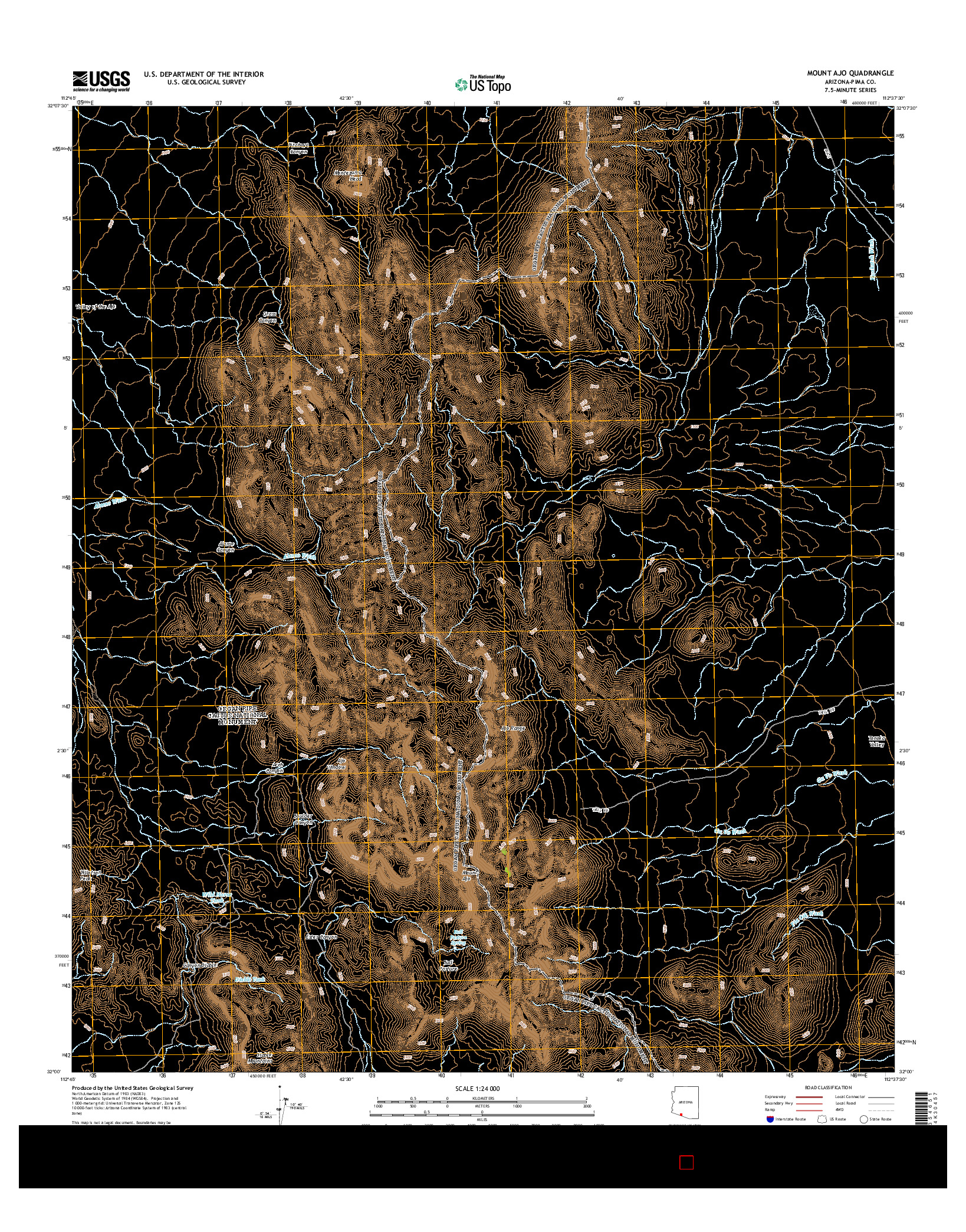 USGS US TOPO 7.5-MINUTE MAP FOR MOUNT AJO, AZ 2014