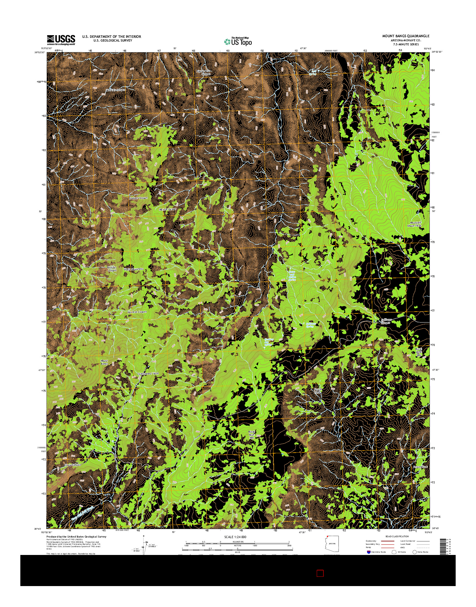 USGS US TOPO 7.5-MINUTE MAP FOR MOUNT BANGS, AZ 2014