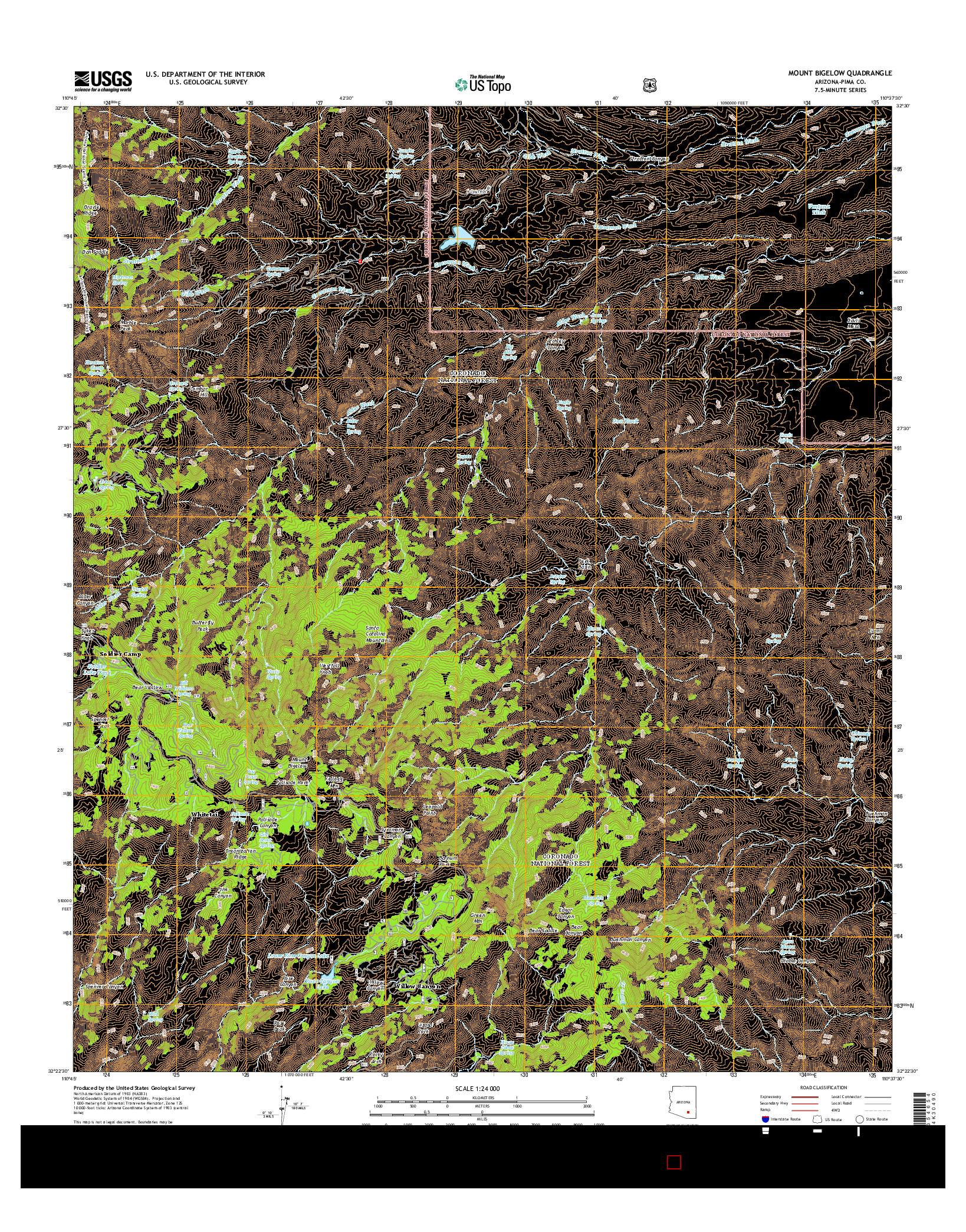 USGS US TOPO 7.5-MINUTE MAP FOR MOUNT BIGELOW, AZ 2014
