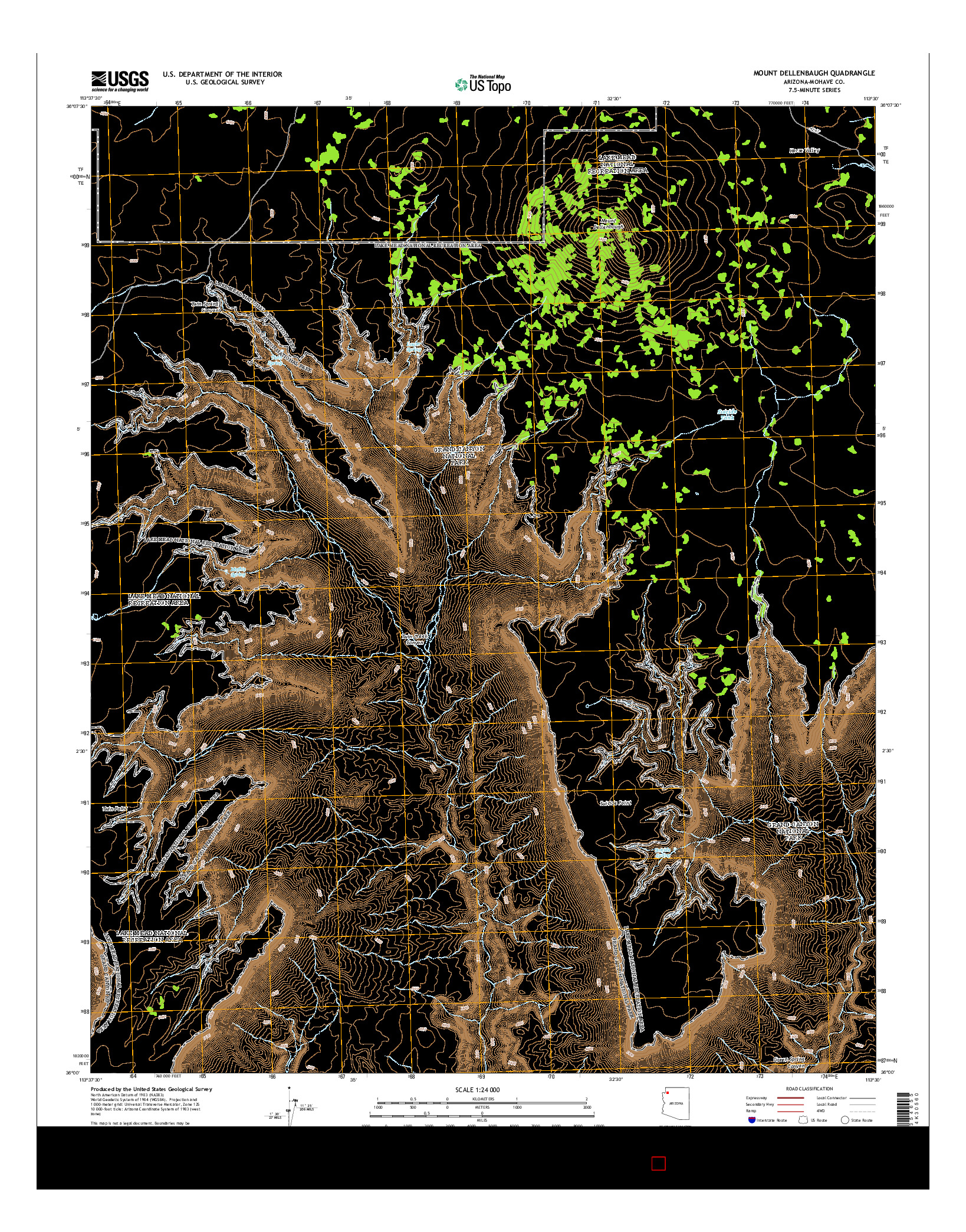 USGS US TOPO 7.5-MINUTE MAP FOR MOUNT DELLENBAUGH, AZ 2014