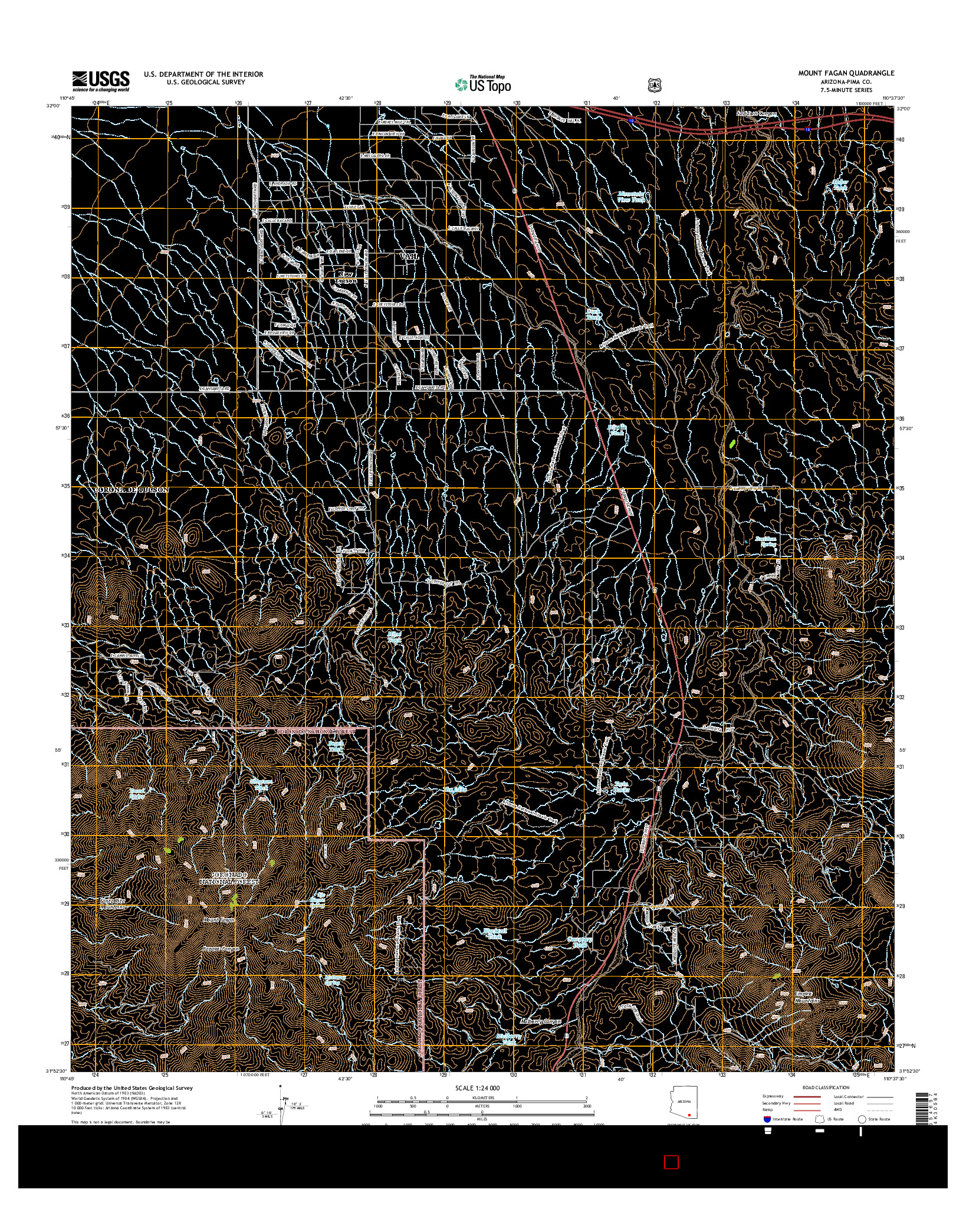 USGS US TOPO 7.5-MINUTE MAP FOR MOUNT FAGAN, AZ 2014