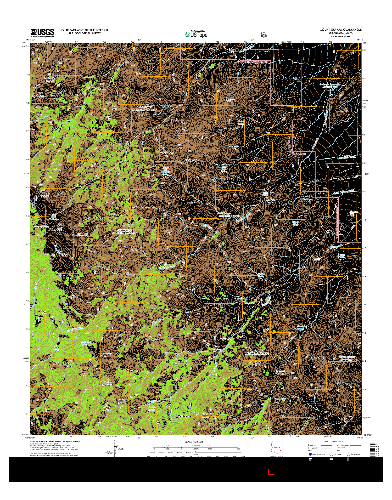 USGS US TOPO 7.5-MINUTE MAP FOR MOUNT GRAHAM, AZ 2014