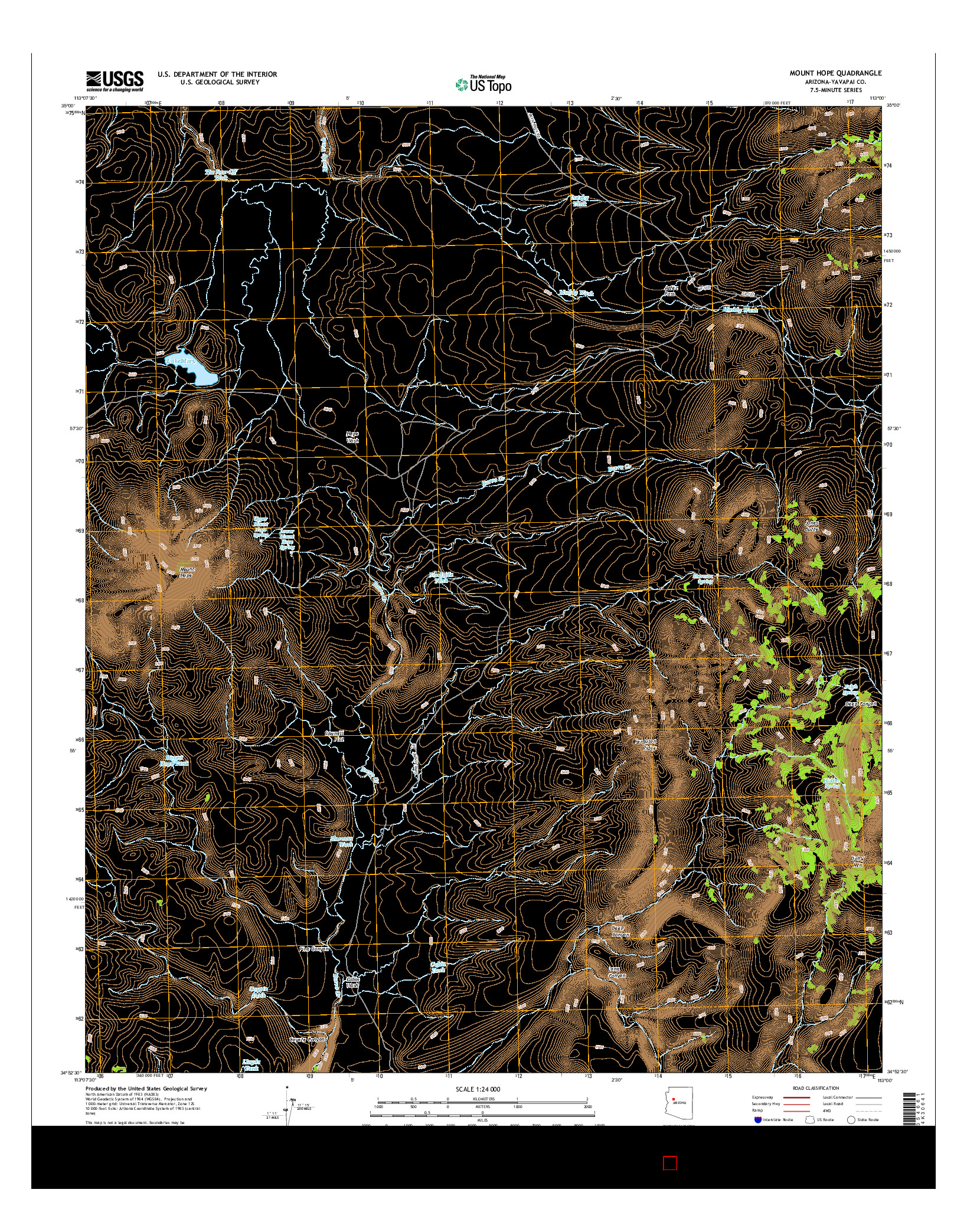 USGS US TOPO 7.5-MINUTE MAP FOR MOUNT HOPE, AZ 2014