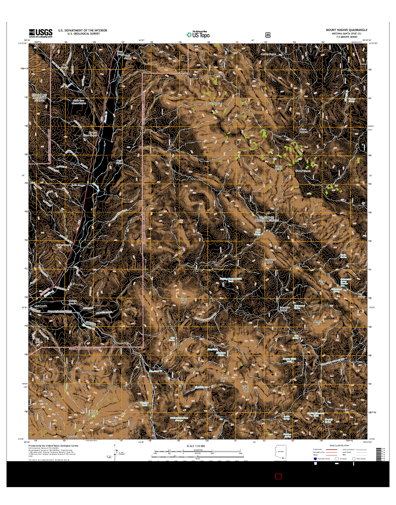 USGS US TOPO 7.5-MINUTE MAP FOR MOUNT HUGHES, AZ 2014