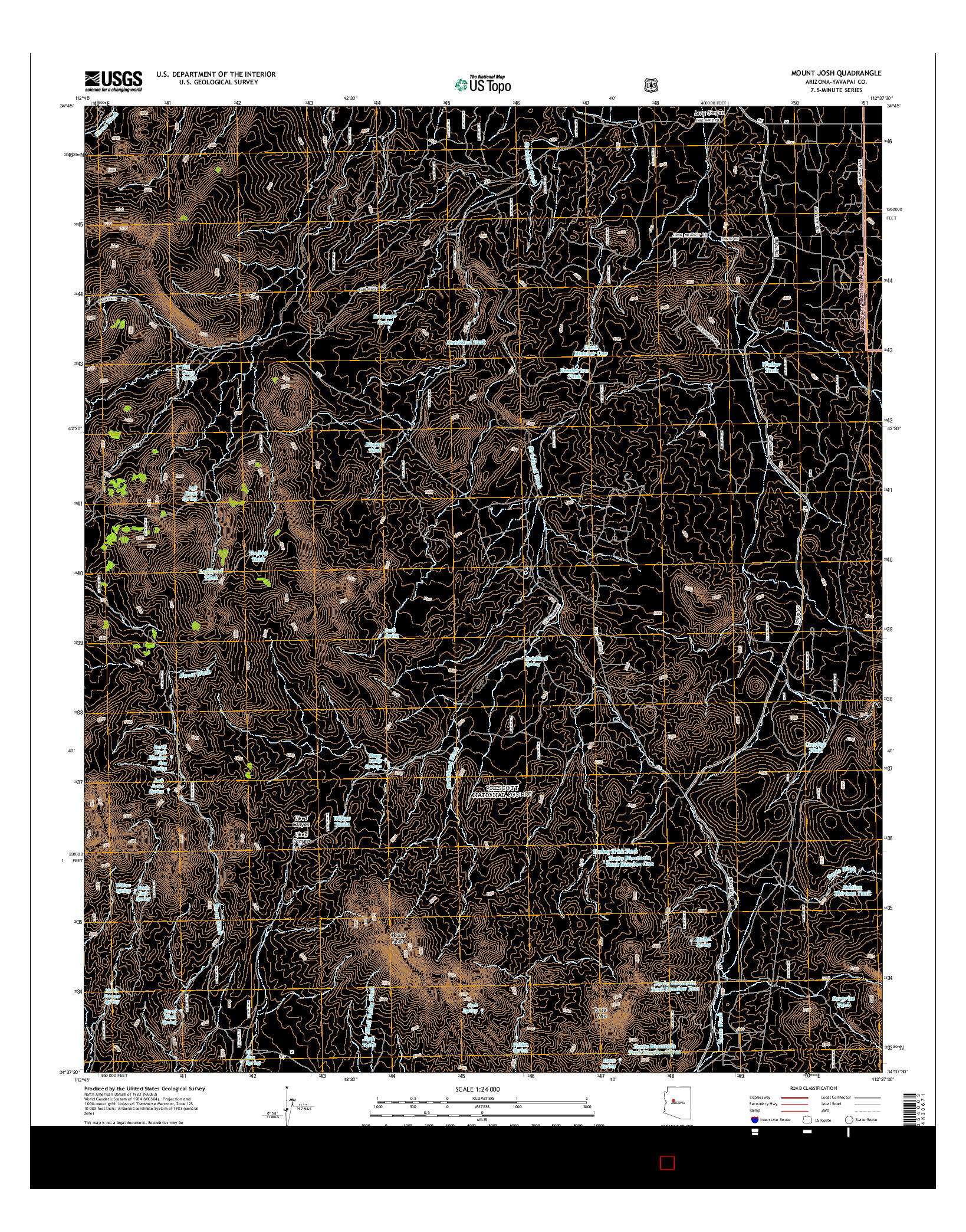 USGS US TOPO 7.5-MINUTE MAP FOR MOUNT JOSH, AZ 2014