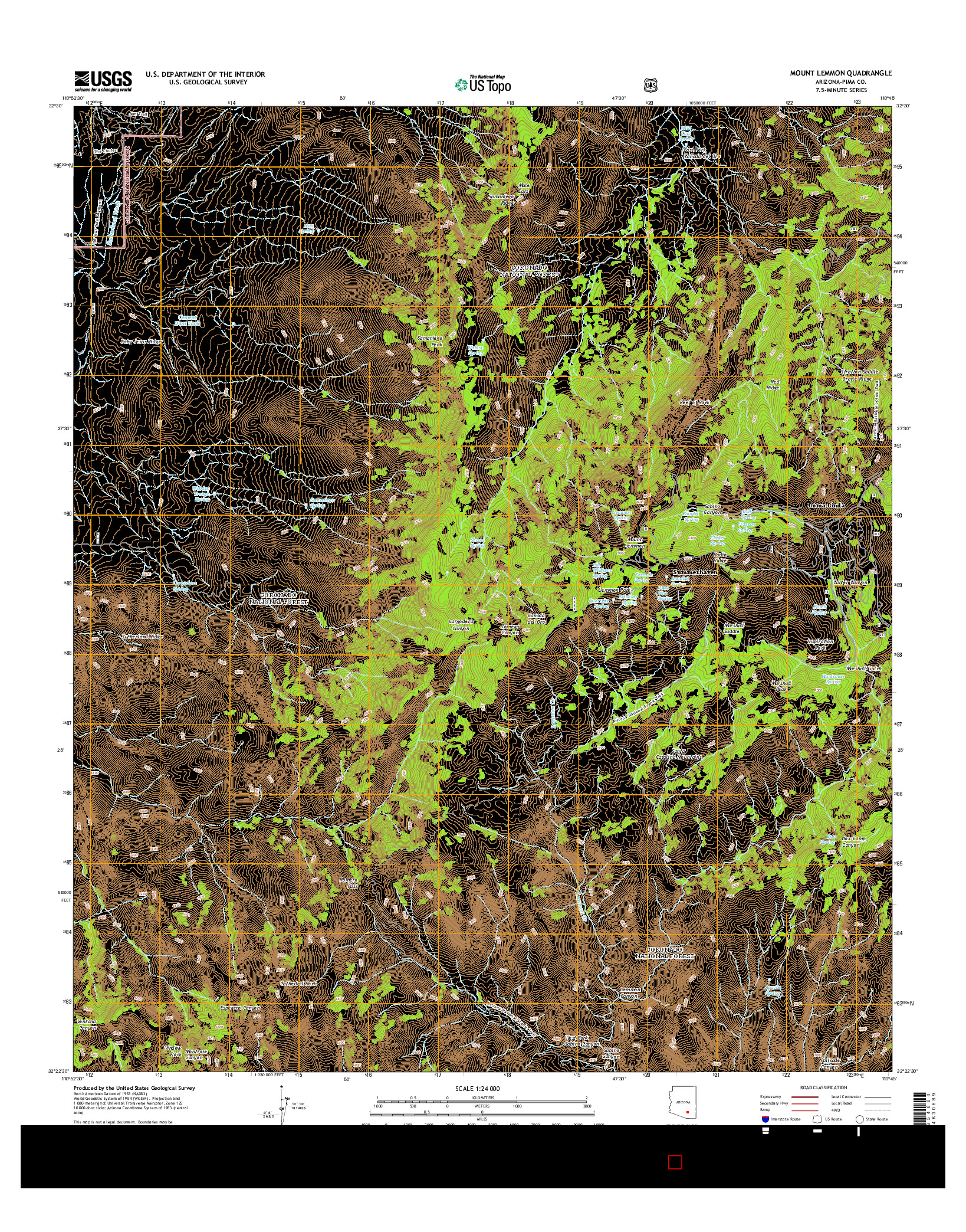 USGS US TOPO 7.5-MINUTE MAP FOR MOUNT LEMMON, AZ 2014